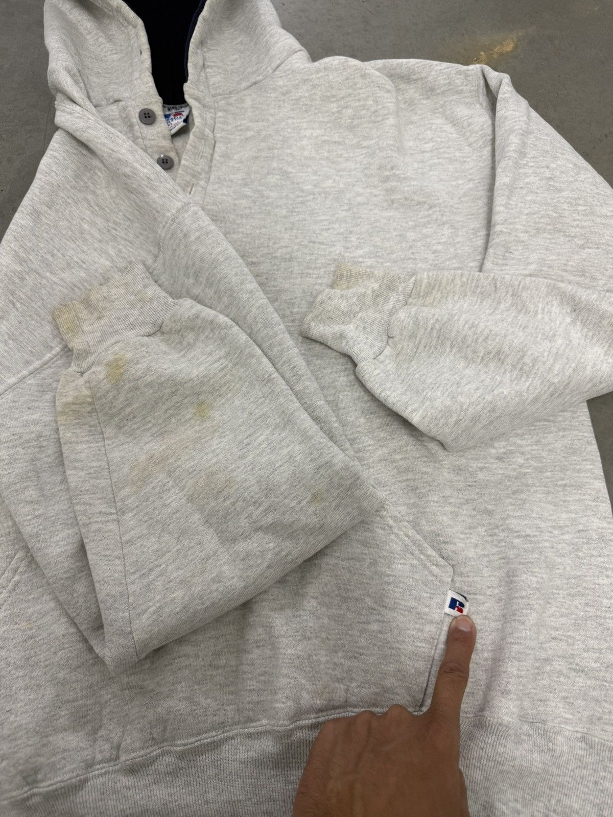 Russell Athletic Vintage Russell Athletic Heather Grey Hoodie Buttons US 90s Size US XL / EU 56 / 4 - 5 Thumbnail