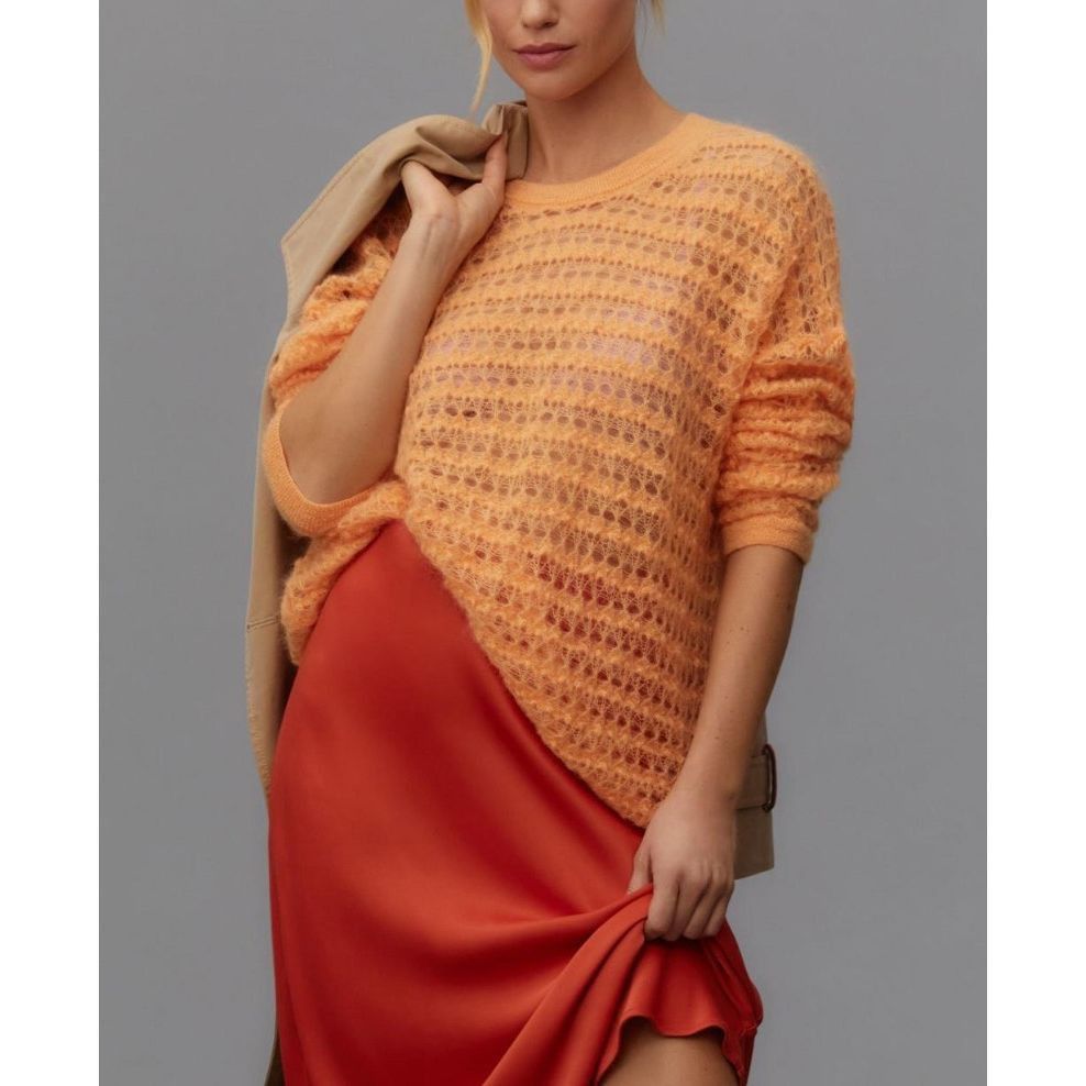 Anthropologie Anthropologie Orange sheer Open-Stitch Pullover Sweater oversized sz XS Size XS / US 0-2 / IT 36-38 - 1 Thumbnail