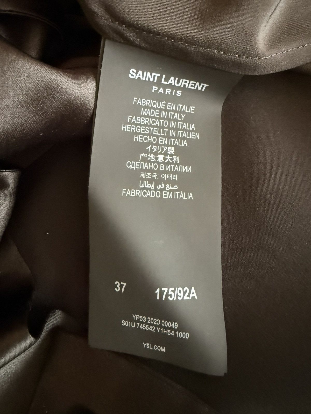 Saint Laurent Paris FW23 Saint Laurent Silk Satin Lavalliere-Neck Shirt Size US S / EU 44-46 / 1 - 3 Thumbnail