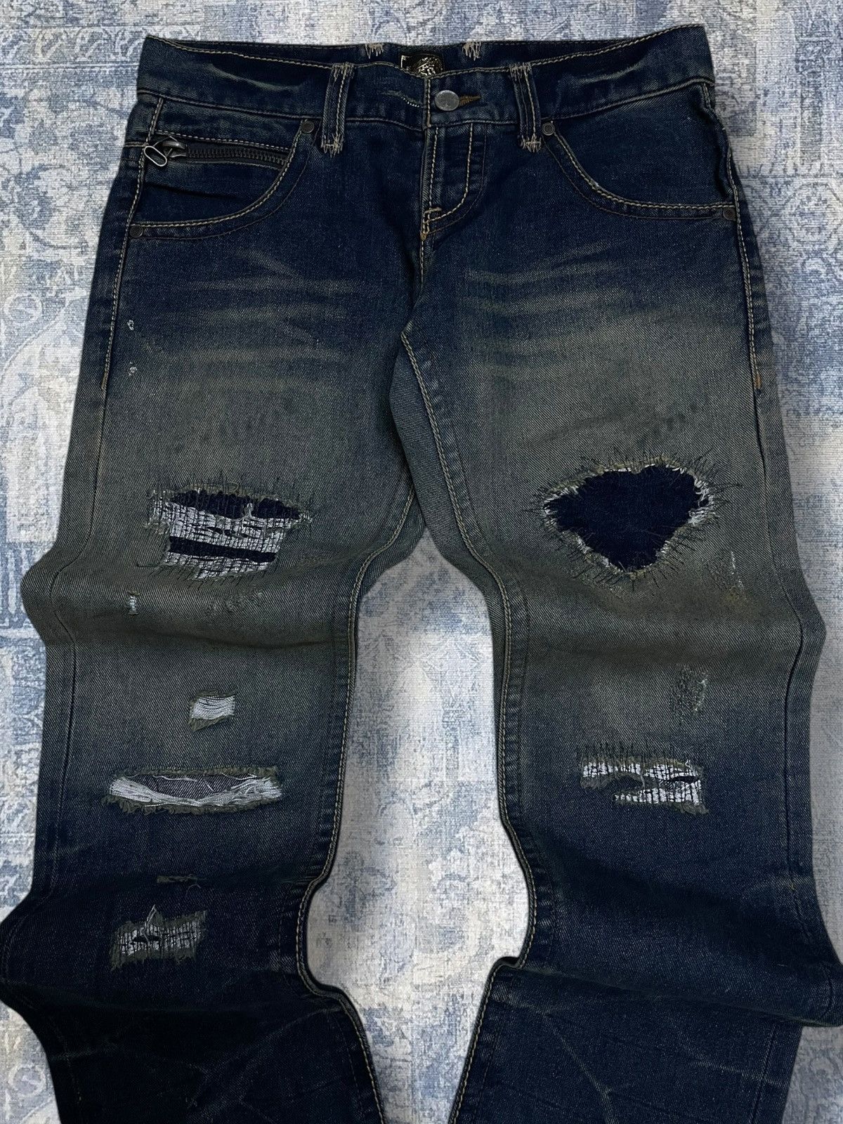 Tornado Mart Vintage 1990s Japan Designer Land Edge Distressed Denim Size US 32 / EU 48 - 4 Thumbnail