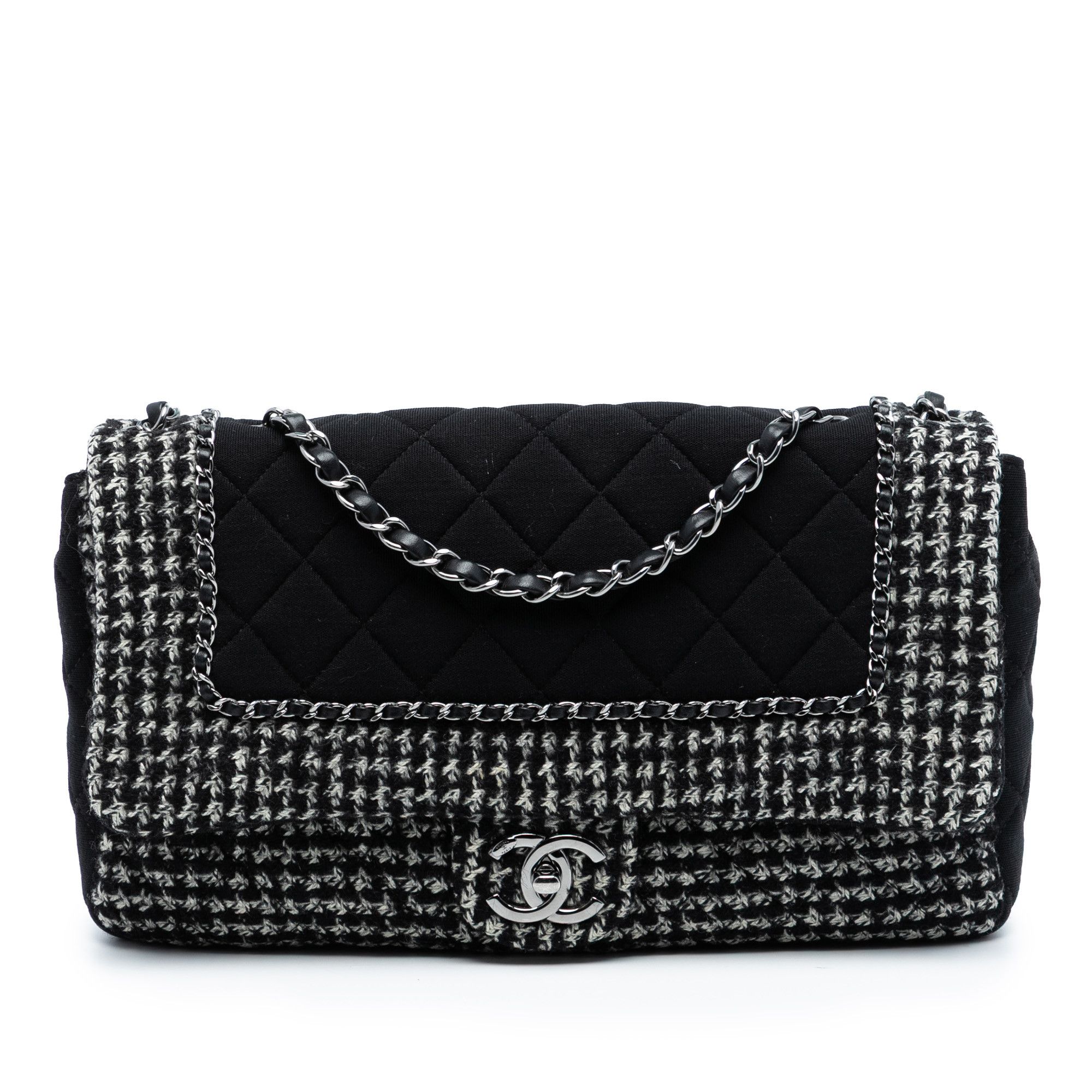 Chanel Chanel Jumbo CC Quilted Jersey and Tweed Chain Flap Size ONE SIZE - 1 Thumbnail