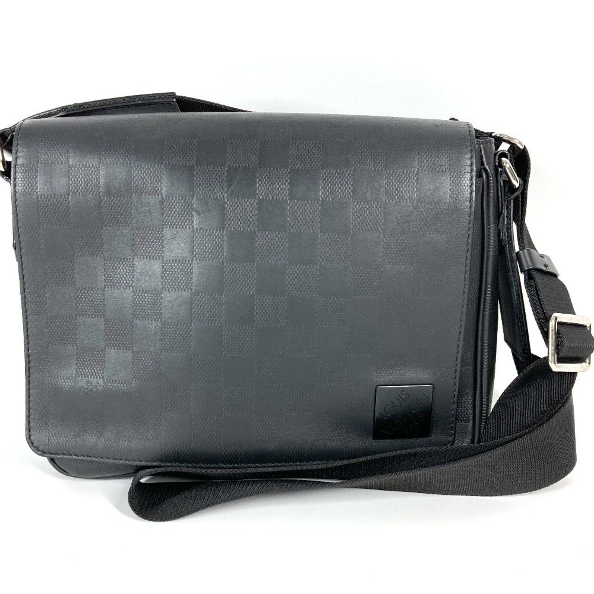 Louis Vuitton N42711 Damier Infini District Pm Nv3 Crossbody Bag Flap Messenger Shoulder Leather Men's Women's Noir Black