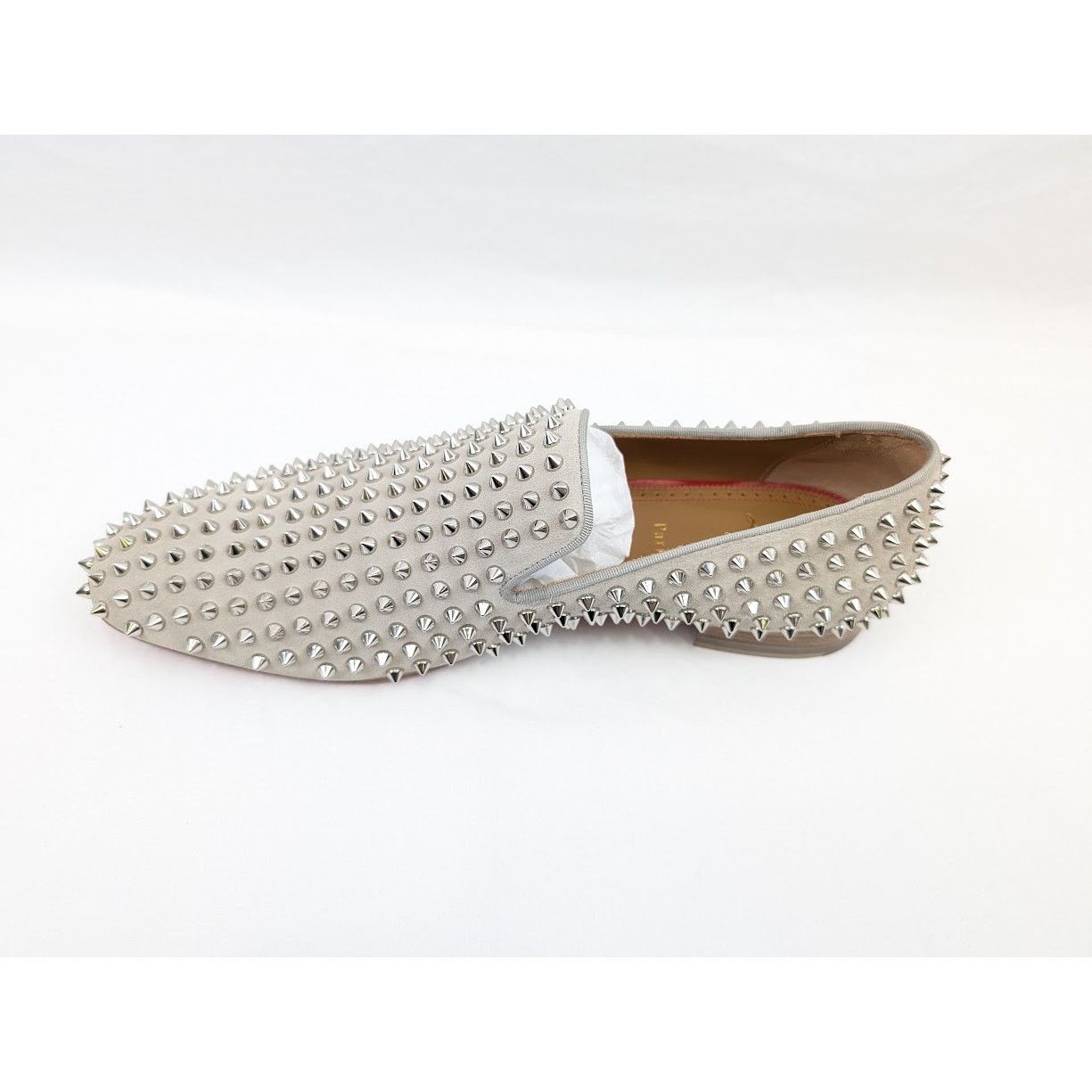 Christian Louboutin o1rshd1 Crosta Dandelion Spikes Flat Shoes in Goose/Silver Size US 12 / EU 45 - 10 Thumbnail