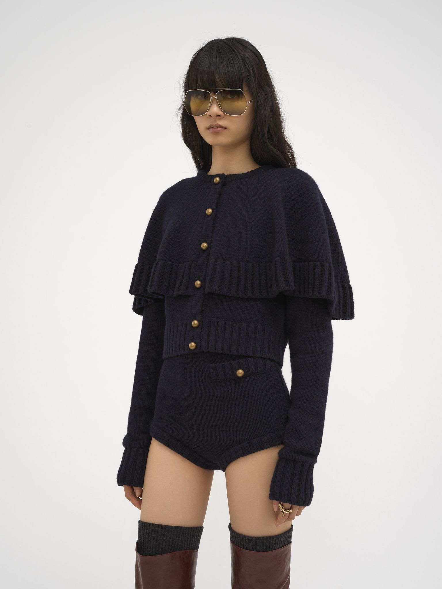 Chloe o1loc1c11025 Cape Cardigan in Navy Size M / US 6-8 / IT 42-44 - 3 Thumbnail
