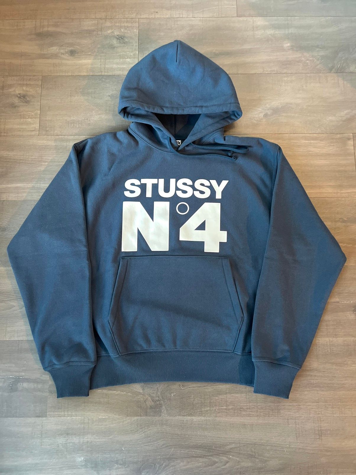 Pre-owned Stussy X Vintage Stüssy No.4 Hoodie Navy Large