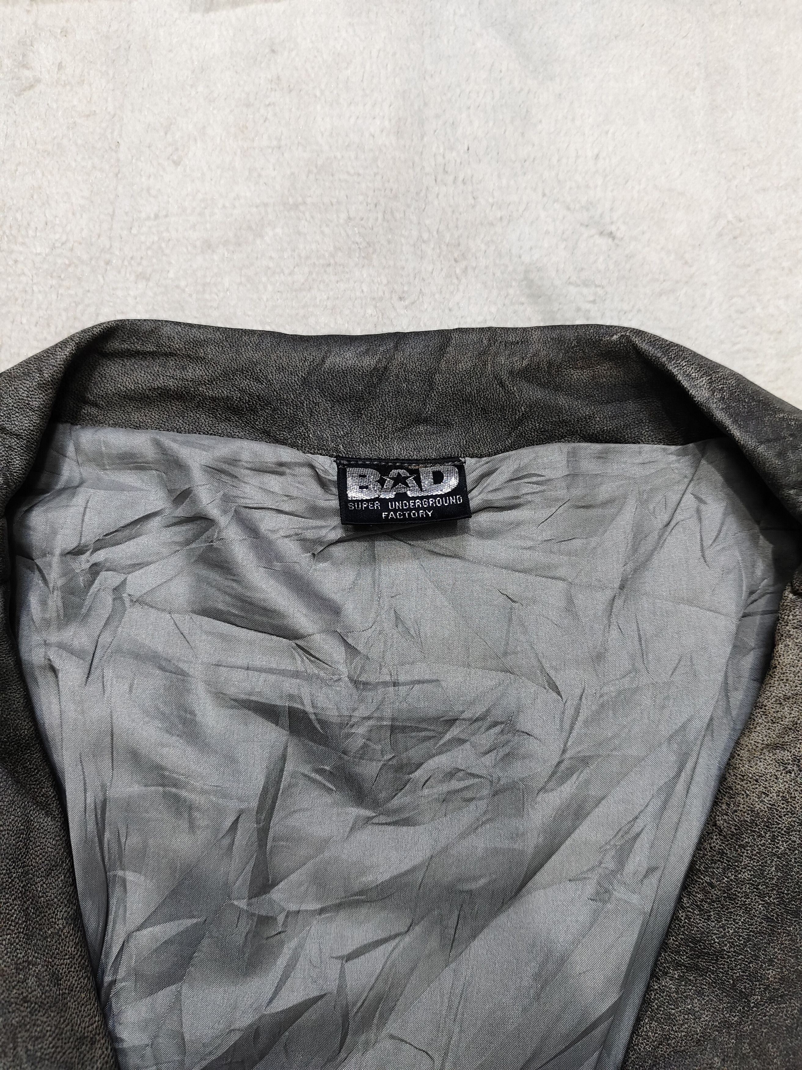 If Six Was Nine 00s BAD Super-Grunge Distressed Washed Leather Jacket Size M / US 6-8 / IT 42-44 - 8 Thumbnail
