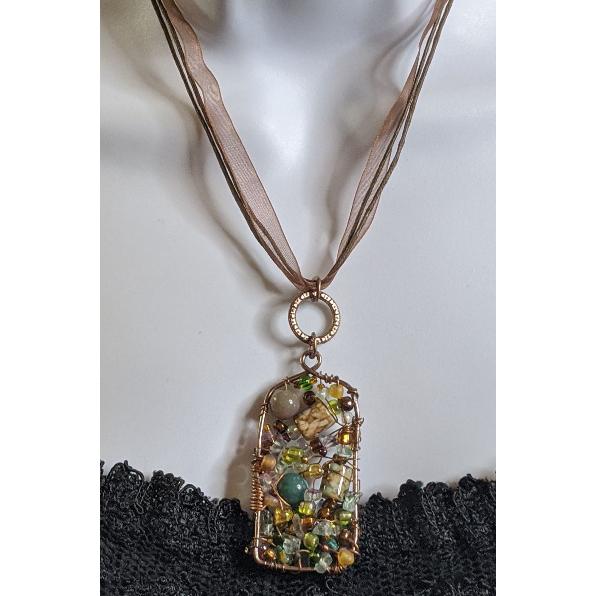 Handmade Handmade Abstract Beaded Pendant Necklace With Multicolor Be Size ONE SIZE - 3 Thumbnail