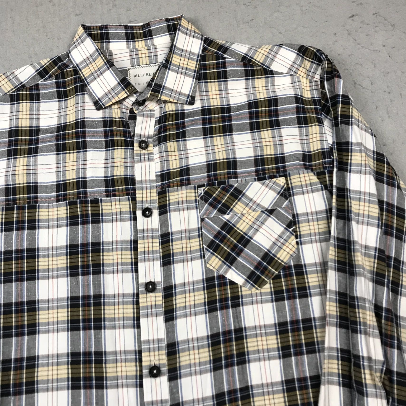 Billy Reid Billy Reid Mens Shirt XL Slim Plaid Yellow Cotton Silk Rayon Button-Up Casual Classic Designer Size US XL / EU 56 / 4 - 3 Thumbnail