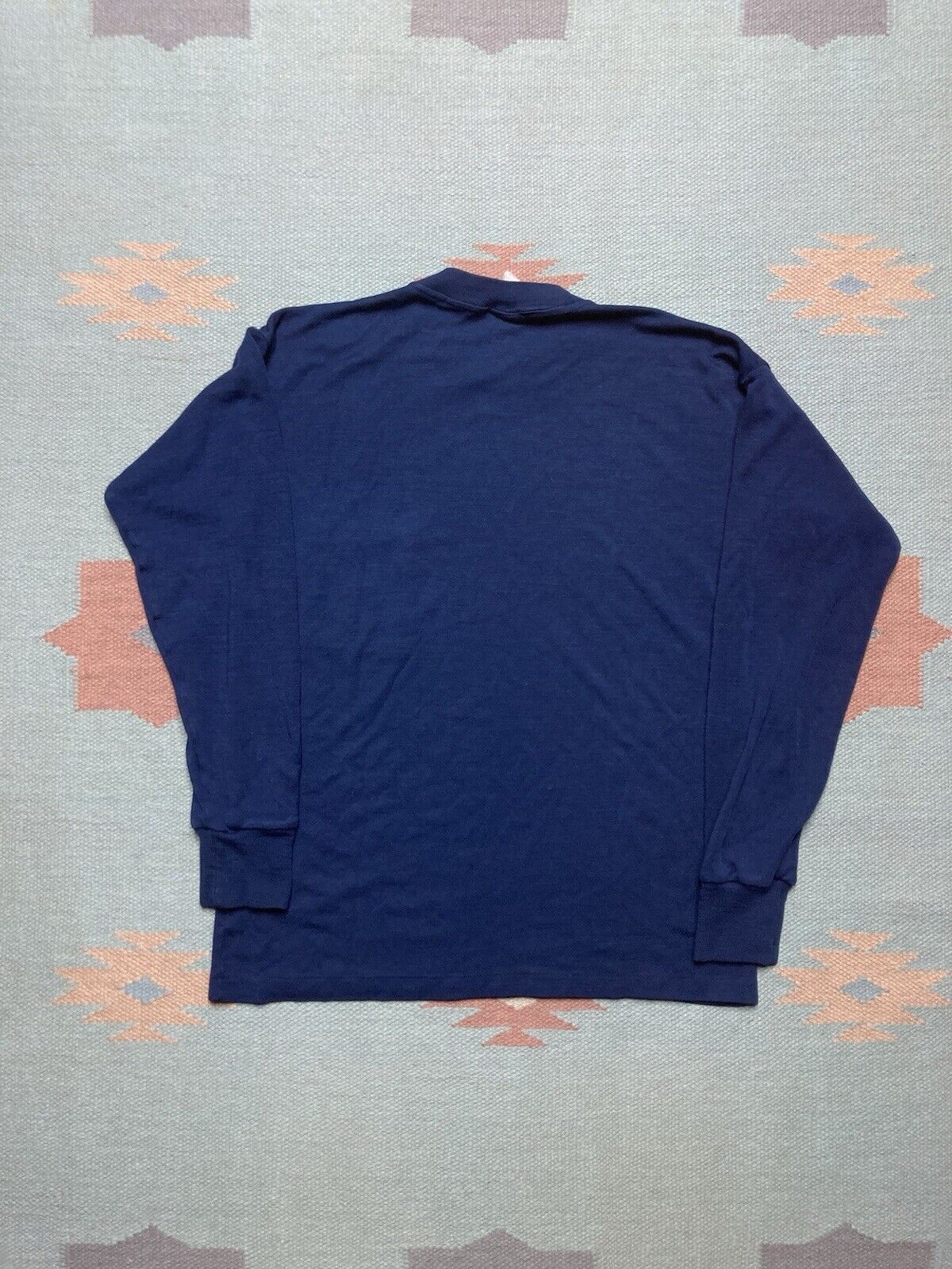 Vintage VTG 70s pocket t shirt thermal base layer navy blue large Size US L / EU 52-54 / 3 - 4 Thumbnail