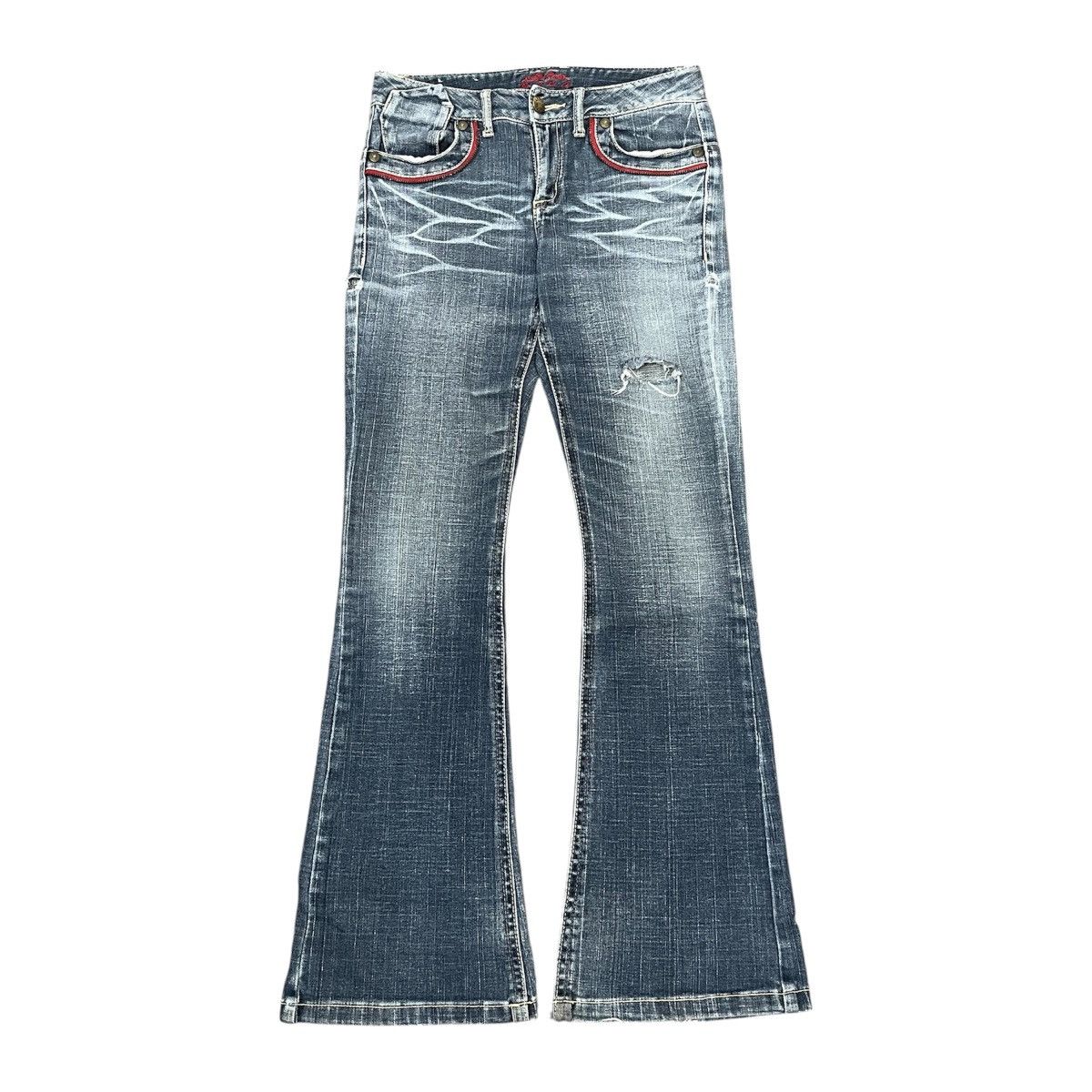 If Six Was Nine B.C.B.G - Flared Denim Fadding with Patch Skull Lgb Style Size US 26 / EU 42 - 2 Thumbnail