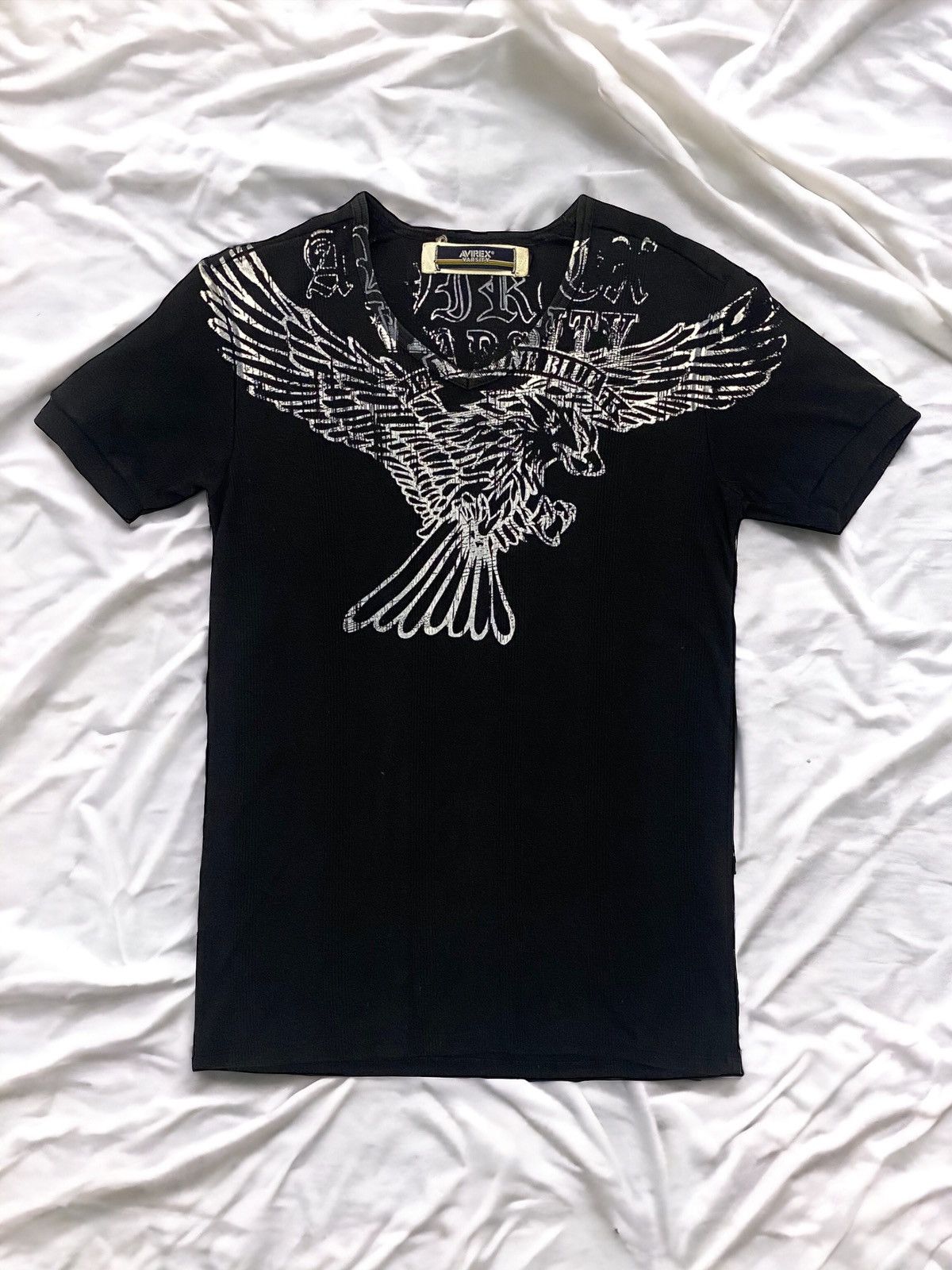 Avirex Varsity V Collar Ringer Art of Eagles Print