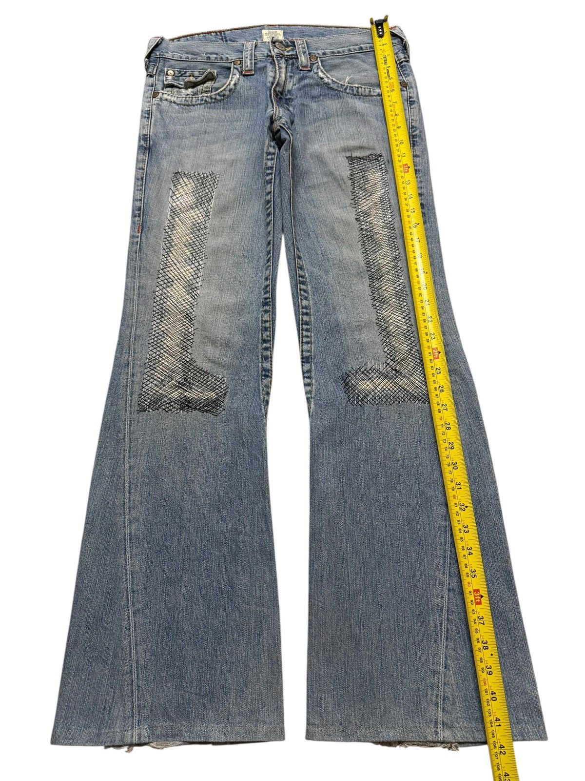 True Religion Vintage 90s Usa True Religion Faded Distress Wide Leg Flare Size US 33 - 10 Thumbnail