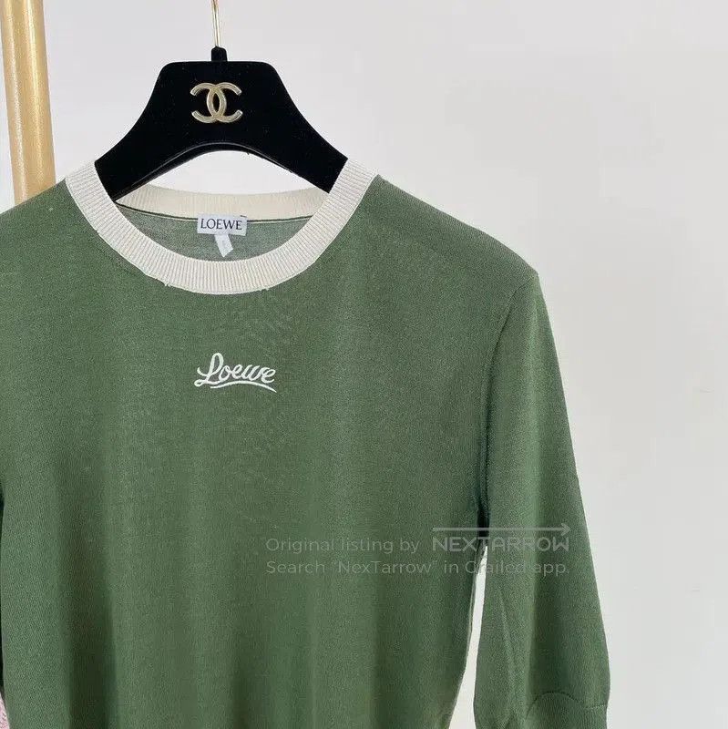 Loewe Loewe Green Wool Short Sleeve Knit Top . Size XS / US 0-2 / IT 36-38 - 3 Thumbnail