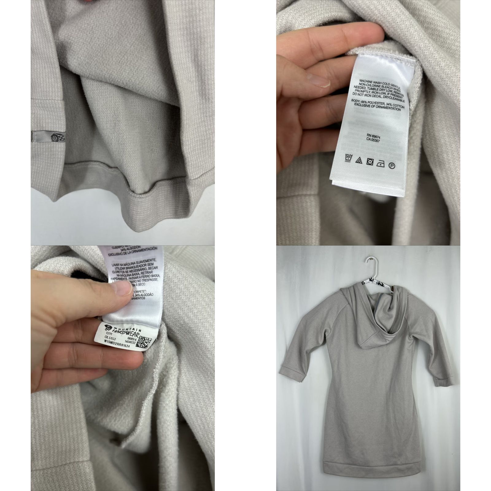 Mountain Hardwear Nike Shirt Women's Mountain Hardwear Hoodie Sweatshirt Oversized 3/4 Sleeves Beige Medium Size M / US 6-8 / IT 42-44 - 8 Thumbnail