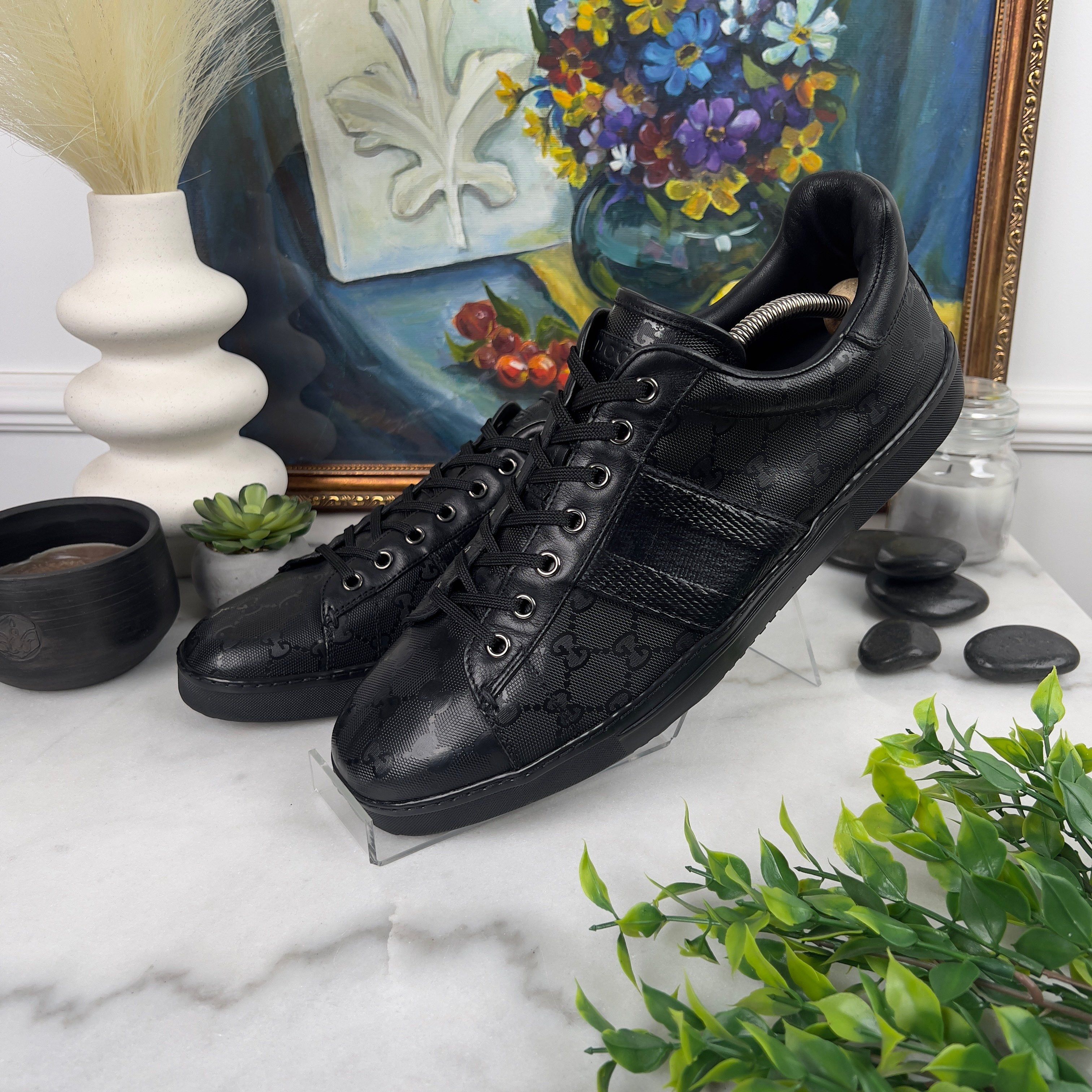Gucci Vintage Ace GG Guccissima Monogram Sneakers Glazed Leather Size US 10 / EU 43 - 2 Thumbnail