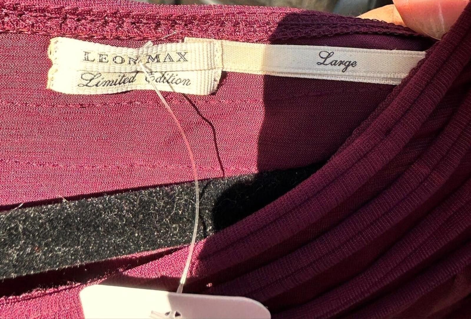 Designer Leon Max Limited Edition Burgundy Ribbed Knit Dress, Large Size L / US 10 / IT 46 - 3 Thumbnail
