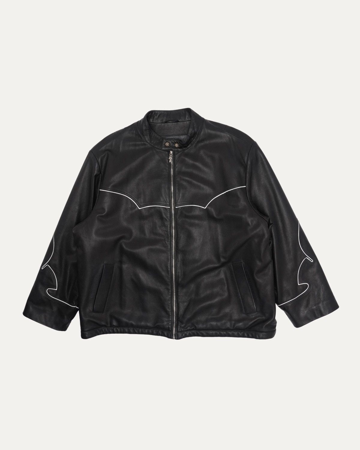 CHROME HEATS Fleur Piping Leather Jacket