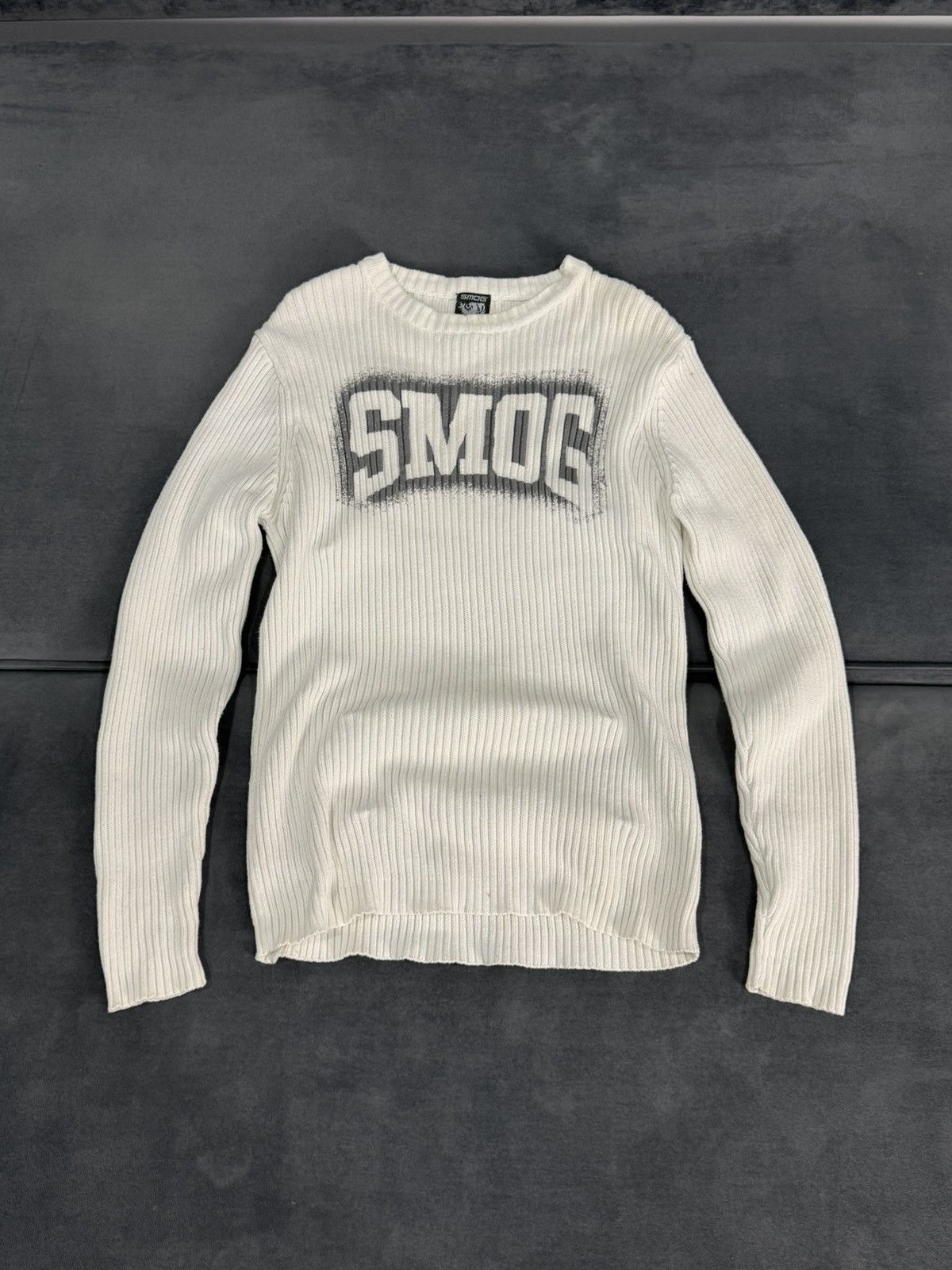 Vintage 00s Diesel Style Ribbed Knit Graphic Sweater