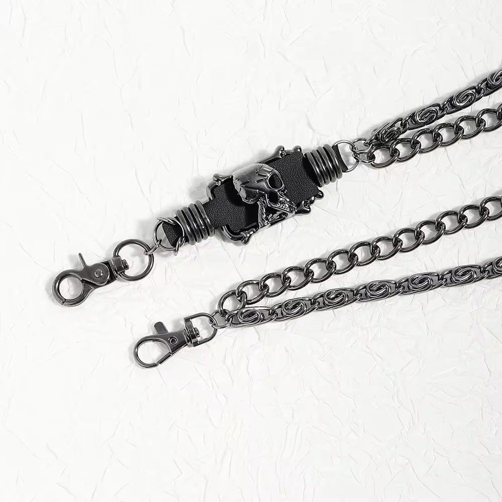 Jewelry Dark Skull Double Layers Pants Skeleton Chain Size ONE SIZE - 7 Thumbnail