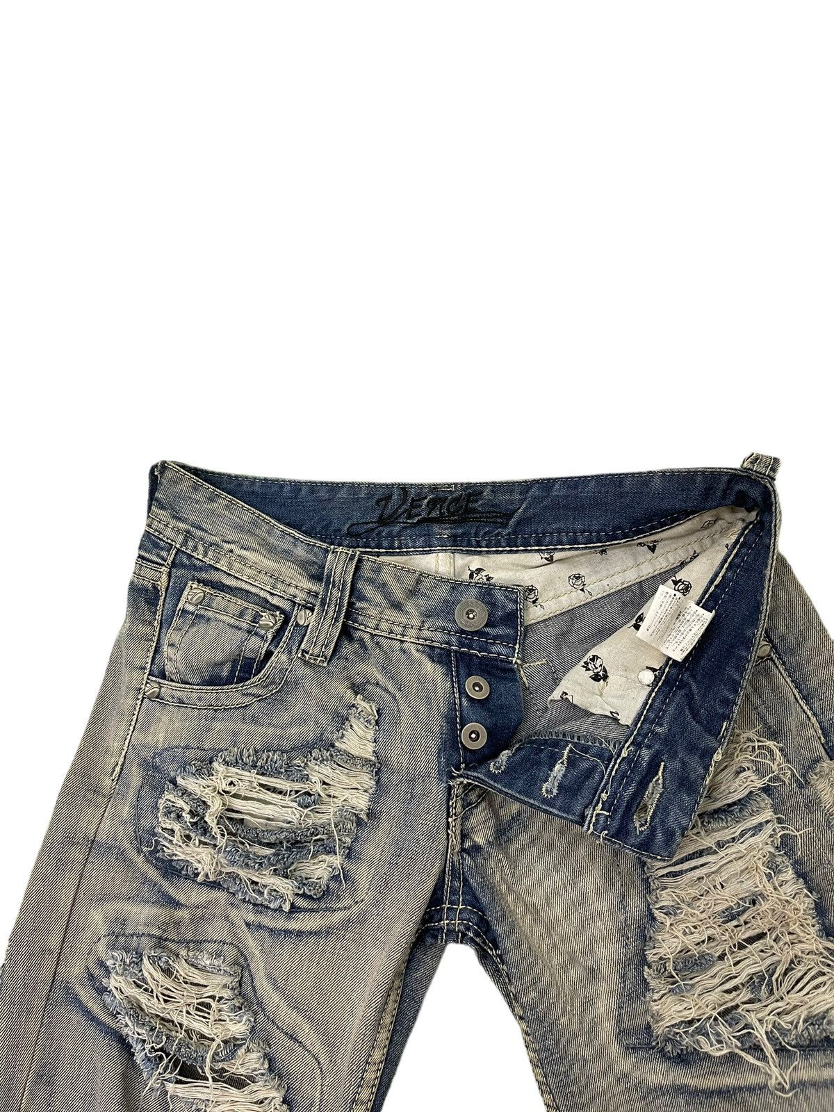 Japanese Brand Damage Jeans Vence Faded Distress Low Rise Slim 8🟦1 Size US 29 - 11 Thumbnail