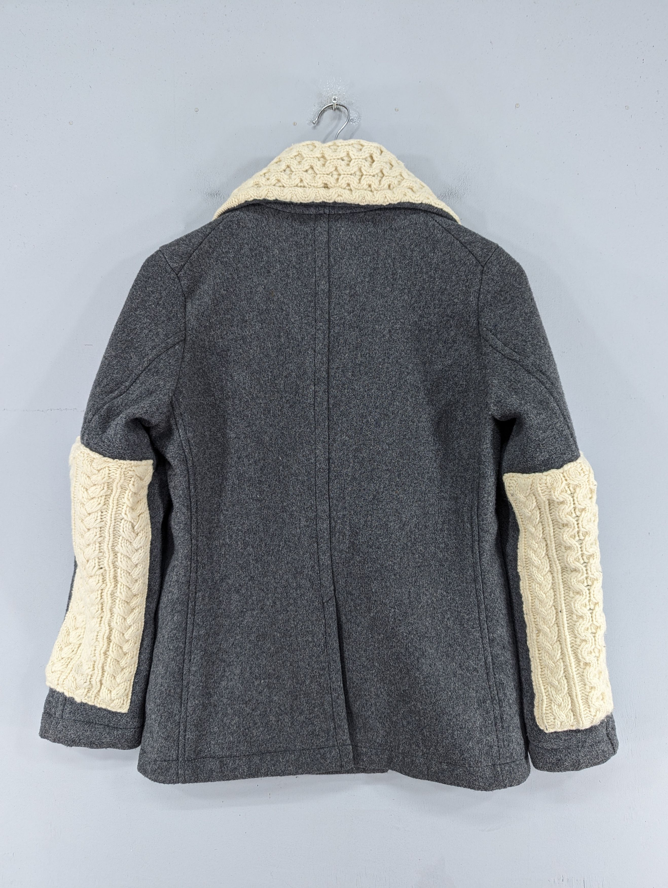 Designer Blanc Basque Wool/Cable Knit Double Breasted Coat Jacket Size XS / US 0-2 / IT 36-38 - 16 Thumbnail