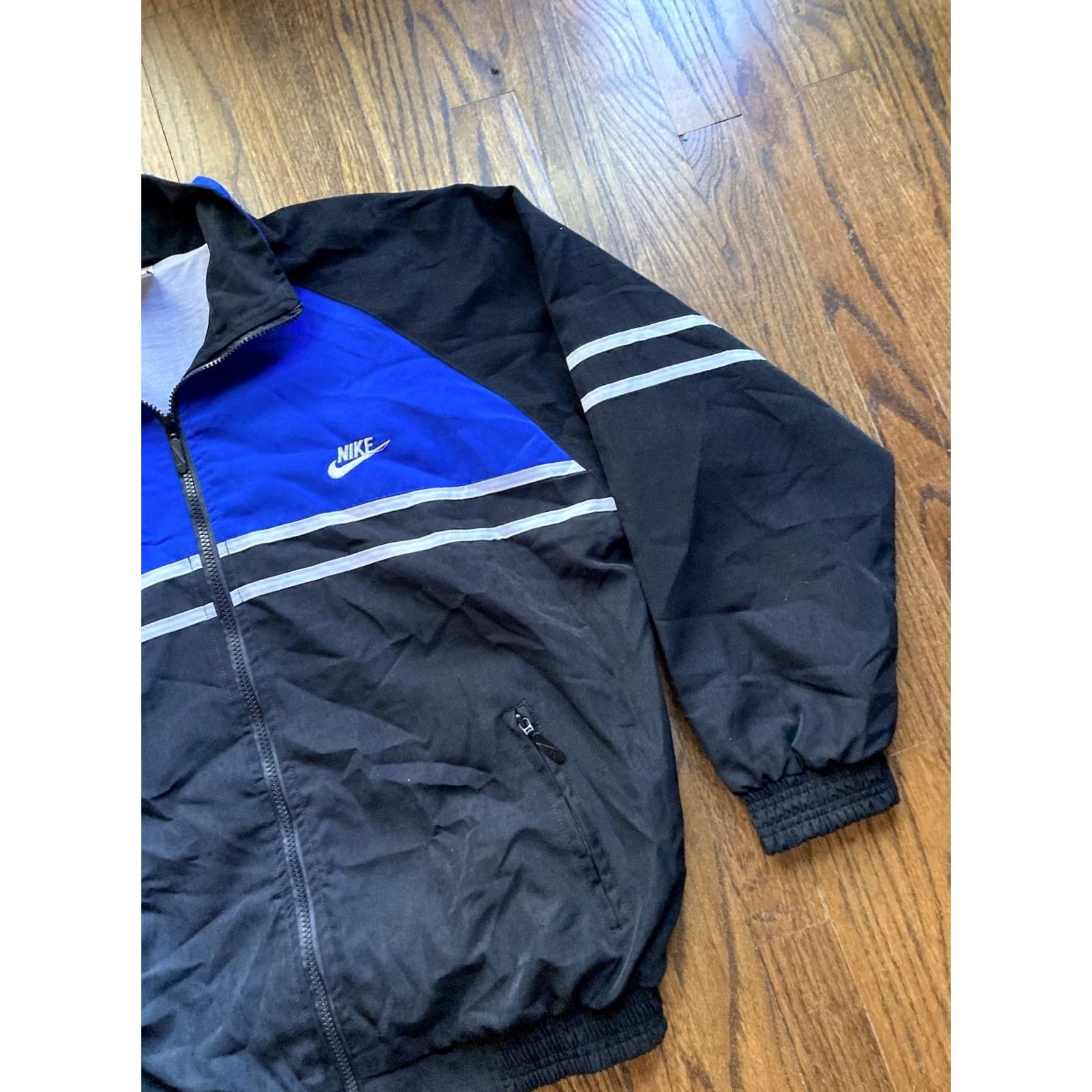 Nike VINTAGE Nike Jacket Mens M 90s Windbreaker Size Swoosh Full Zip Lined Black Blue Size US M / EU 48-50 / 2 - 4 Thumbnail
