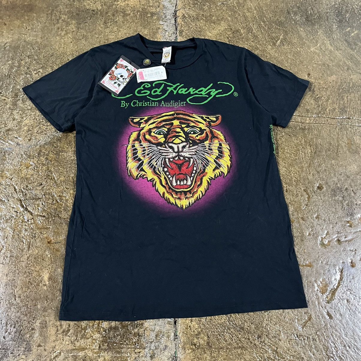 Ed Hardy × Vintage Crazy Ed Hardy Vintage Y2K Tiger Grunge Goth Tee Shirt NWT Size US L / EU 52-54 / 3 - 3 Thumbnail