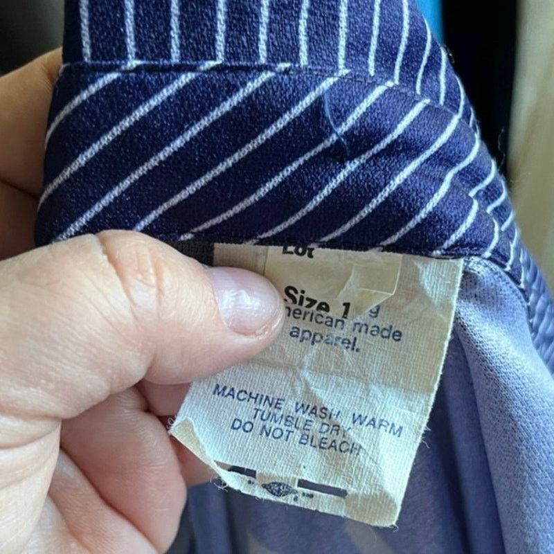 Vintage Vintage 70’s ILGWU Blue Striped Secretary Dress Med Large Size M / US 6-8 / IT 42-44 - 4 Thumbnail