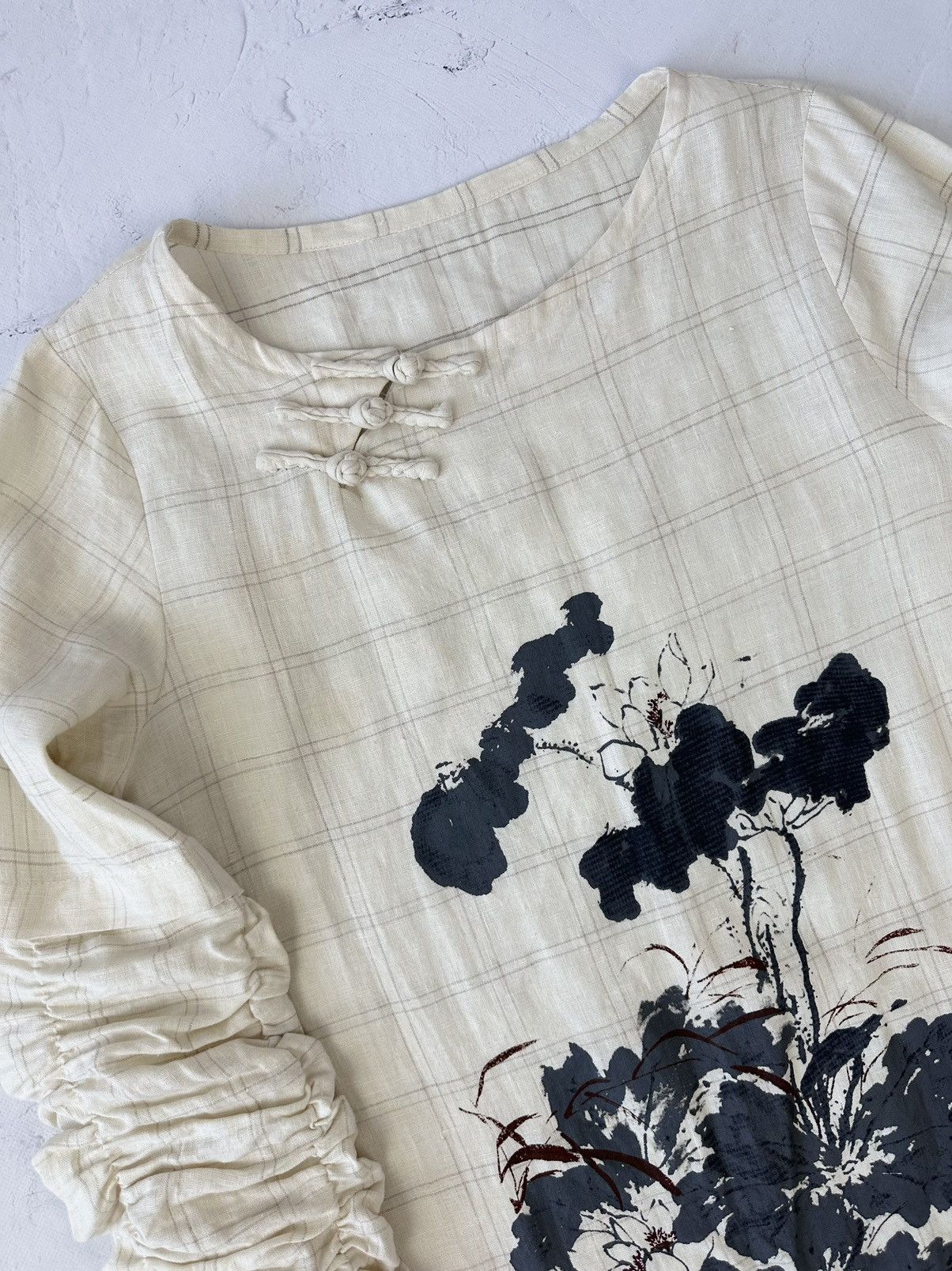 Vintage Vintage Oversized Japanese Style Linen Dress Size M / US 6-8 / IT 42-44 - 4 Thumbnail