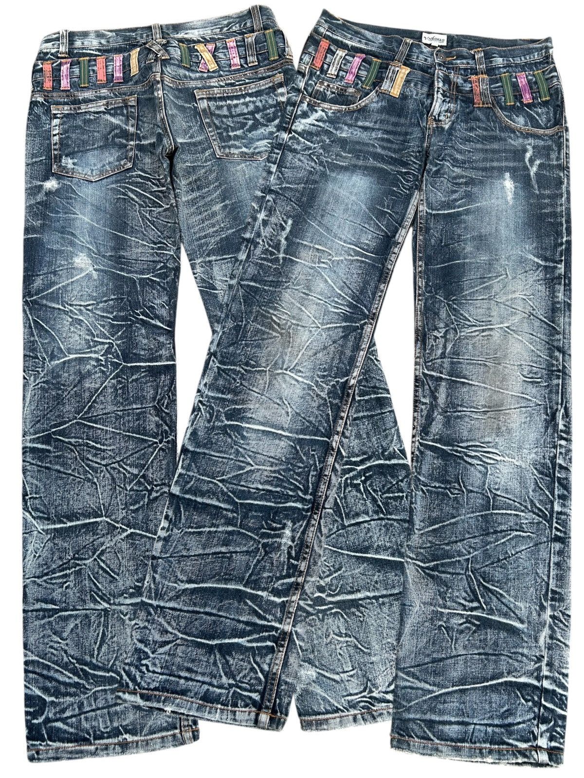 Kapital Nylaus Double Waist Japanese Punk Distressed Denim Jeans Size US 34 / EU 50 - 1 Thumbnail