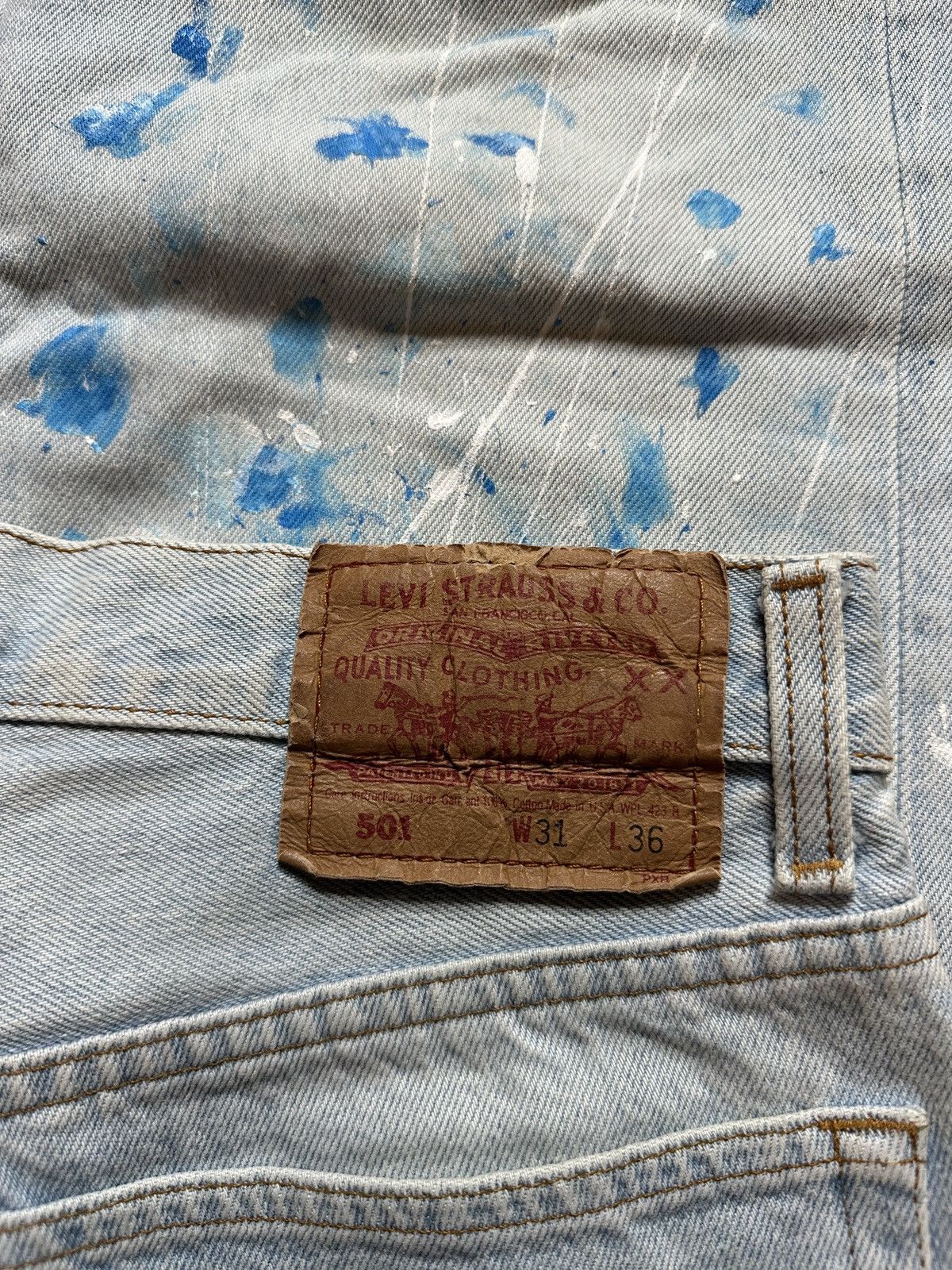 Levi's Levi’s 501 Hand Painted Light Wash Denim Size US 30 / EU 46 - 3 Thumbnail