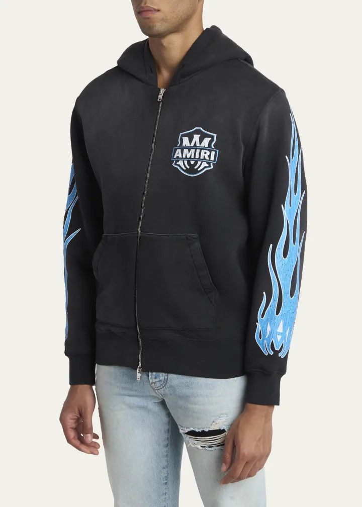Amiri os11x0326 MA Flames Full-Zip Hoodie in Black/Blue Size US M / EU 48-50 / 2 - 4 Thumbnail