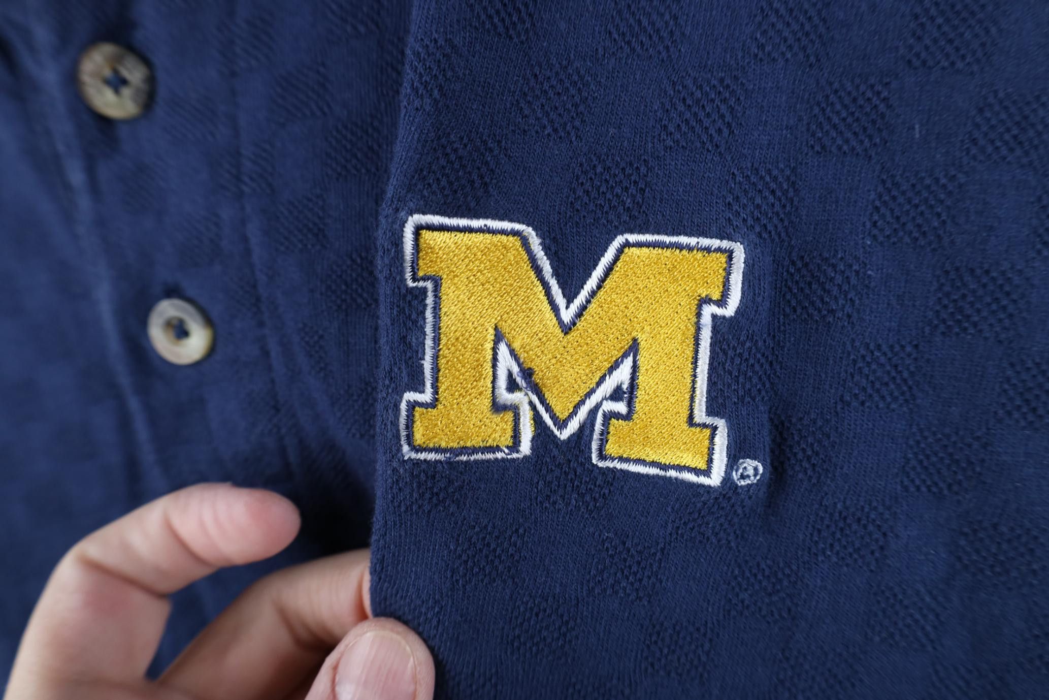 Starter Vintage 90s Starter University of Michigan Knit Polo Shirt Size US M / EU 48-50 / 2 - 5 Thumbnail