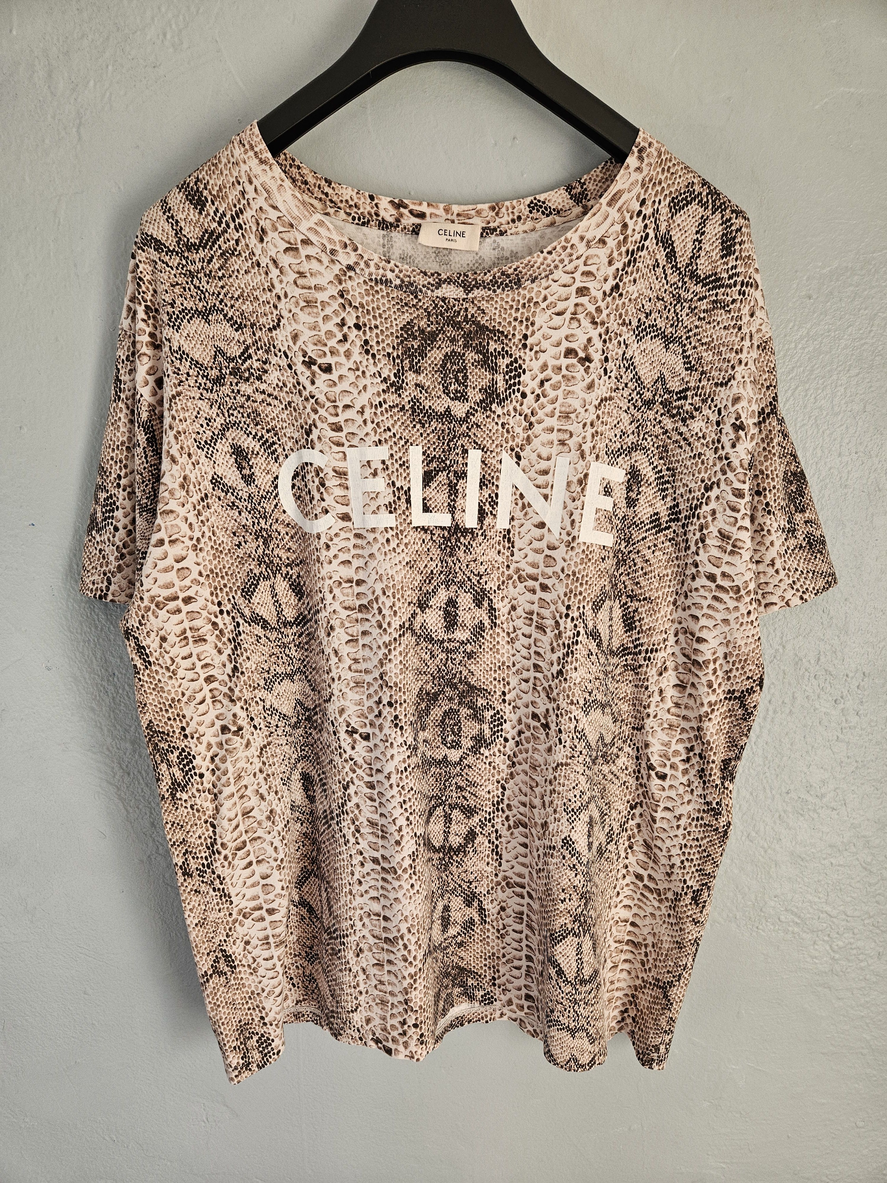 Celine SS22 Hedi Slimane Python Serpent Print T Shirt Size US S / EU 44-46 / 1 - 1 Thumbnail