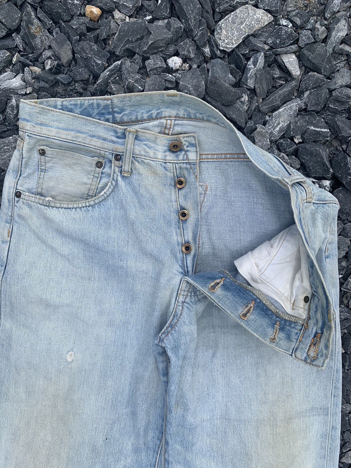 Edwin × Kapital × Vintage EDWIN 505 SELVEDGE BUTTON FLY BAGGY FADED DISTRESSED DENIM Size US 32 / EU 48 - 10 Thumbnail
