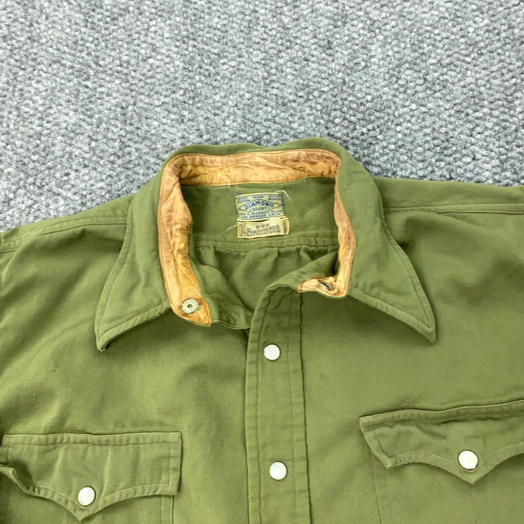 Vintage VINTAGE Diamond Button-Up Shirt Mens XL Green Wool Pearl Snap 60s Western Size US XL / EU 56 / 4 - 2 Thumbnail