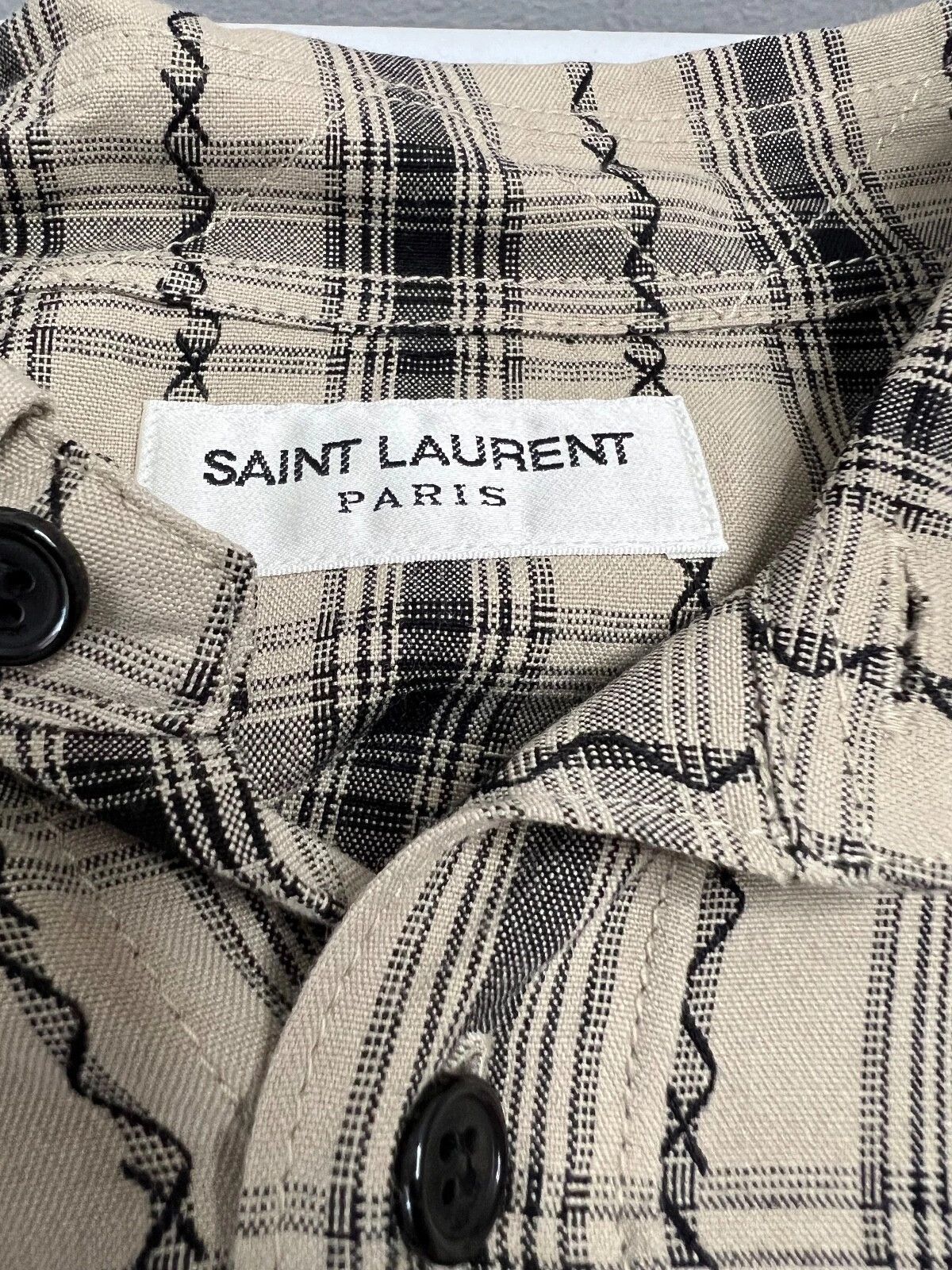 Saint Laurent Paris PLAID SHIRT IN BEIGE oversized Checkered viscose Size US M / EU 48-50 / 2 - 6 Thumbnail
