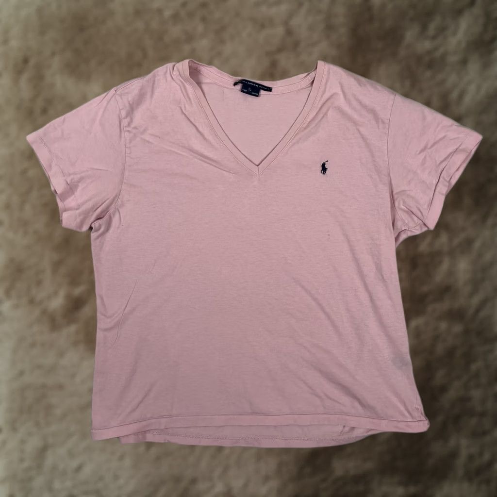 Polo Ralph Lauren VINTAGE Polo Ralph Lauren Sport T-Shirt Womens XL Pink V-Neck Embroidered Y2K Size XL / US 12-14 / IT 48-50 - 1 Thumbnail
