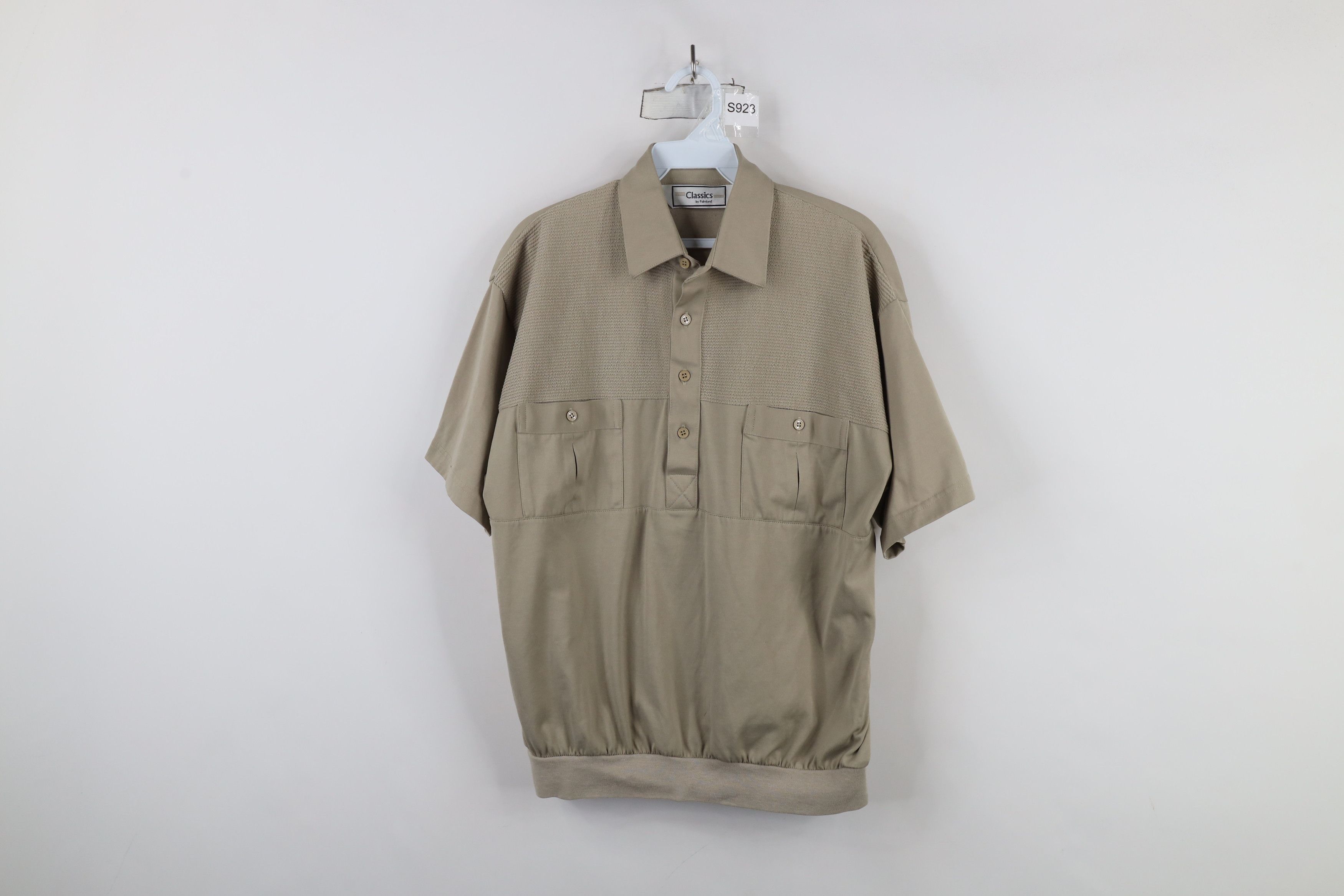 Vintage Vintage 90s Streetwear Ribbed Knit Pullover Polo Shirt Beige Size US M / EU 48-50 / 2 - 1 Thumbnail