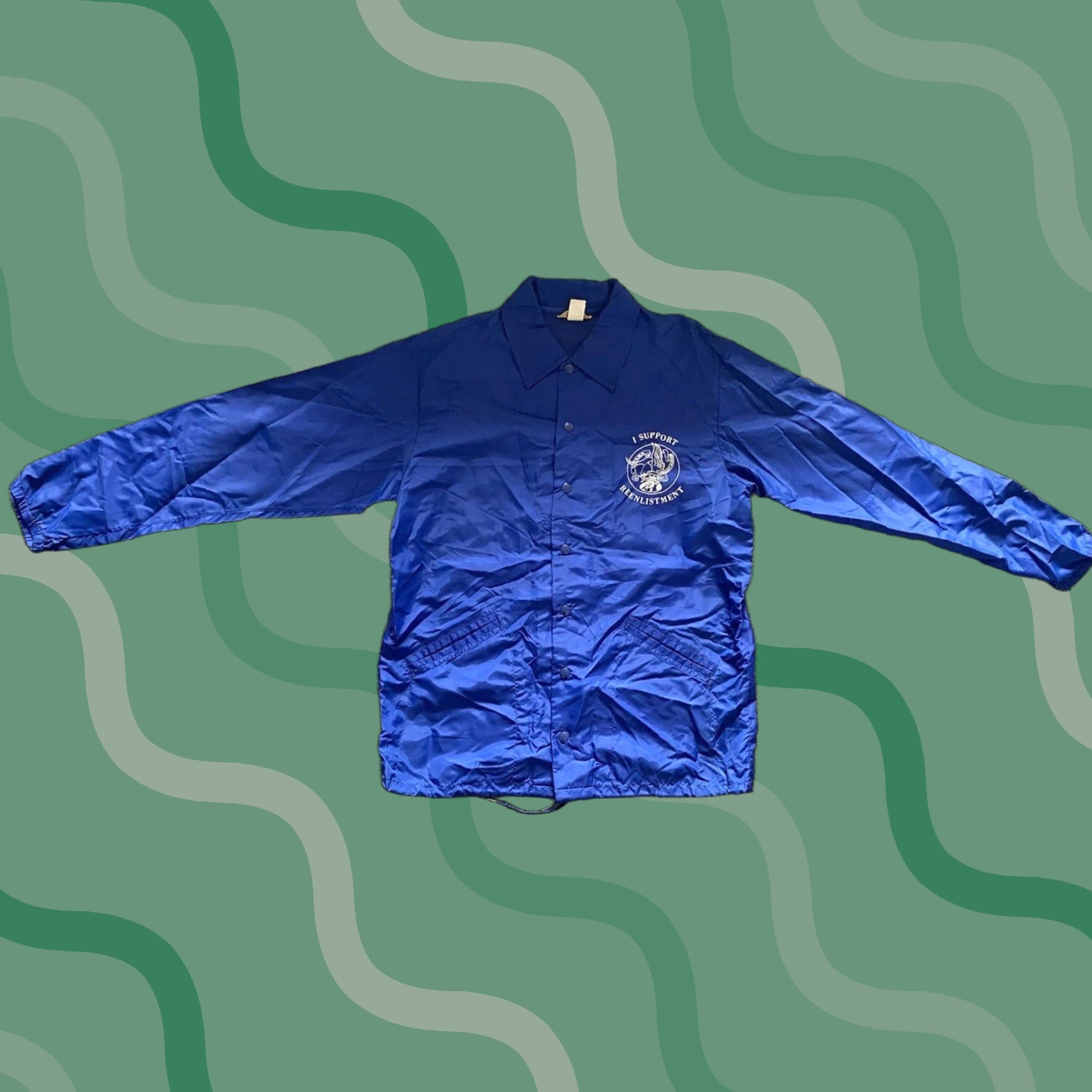 VINTAGE Felco Nylon Windbreaker Jacket Men’s M Blue Reenlistment Military 90s Army USA Outdoor Sports Snap Closure Jacket Mens
