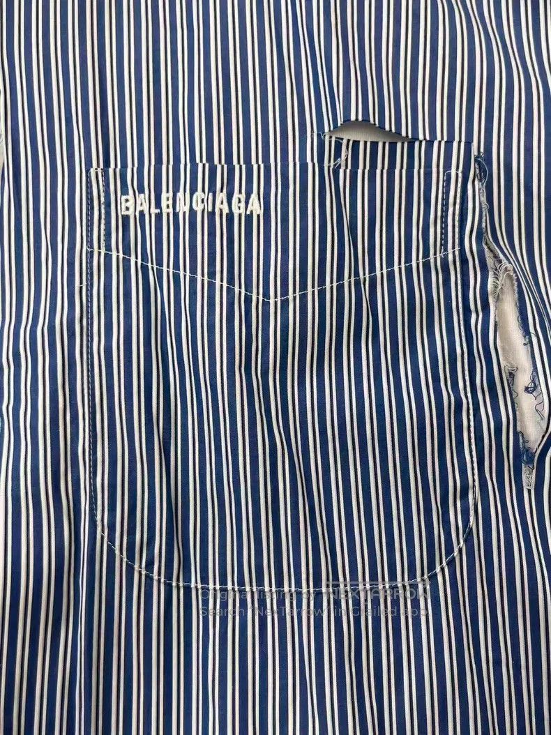 Balenciaga Balenciaga Distressed Striped Shirt Size XS / US 0-2 / IT 36-38 - 3 Thumbnail