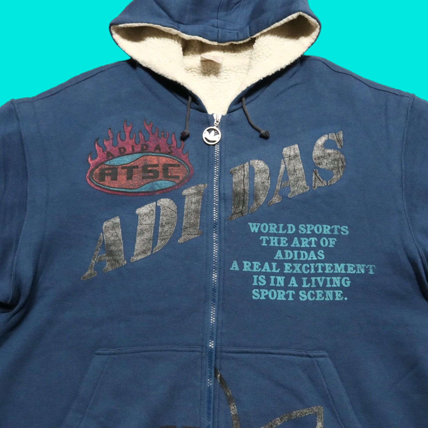 Adidas VINTAGE Adidas Trefoil Big Logo Hoodie Shirt Navy 90s Mens Large Size US L / EU 52-54 / 3 - 1 Thumbnail