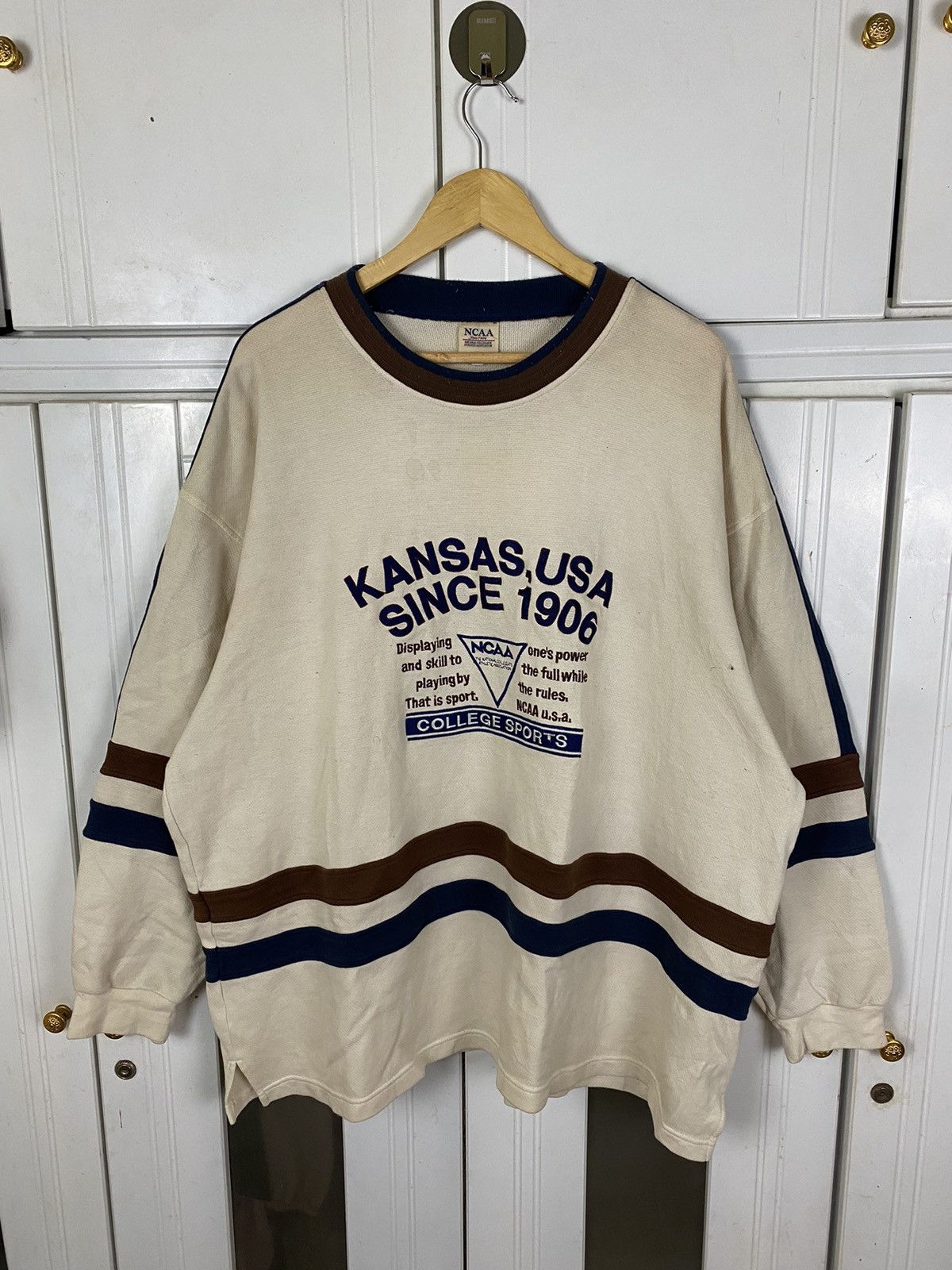 image of Collegiate x Descente Vintage Desente Kansas College Sport in Soft Yellow, Men's (Size 2XL)