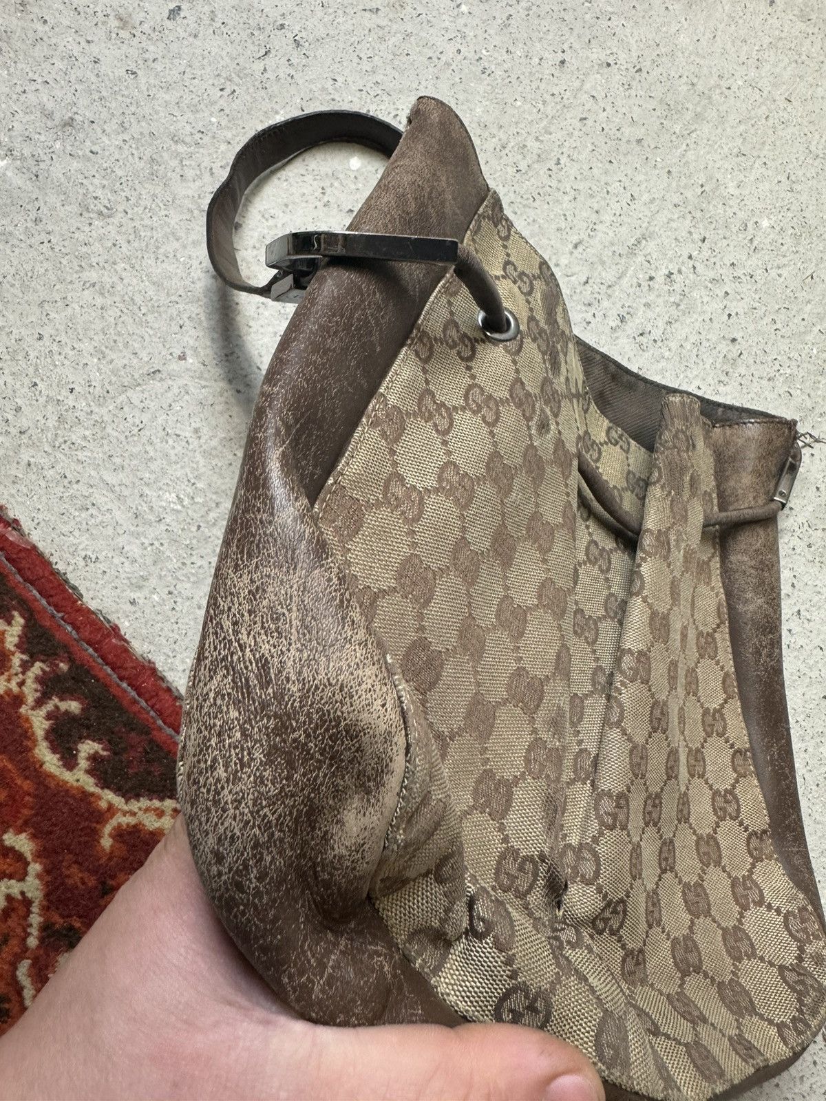 Gucci × Vintage Vintage Y2K Gucci Monogram Canvas GG Leather Luxury Bag Size ONE SIZE - 5 Thumbnail
