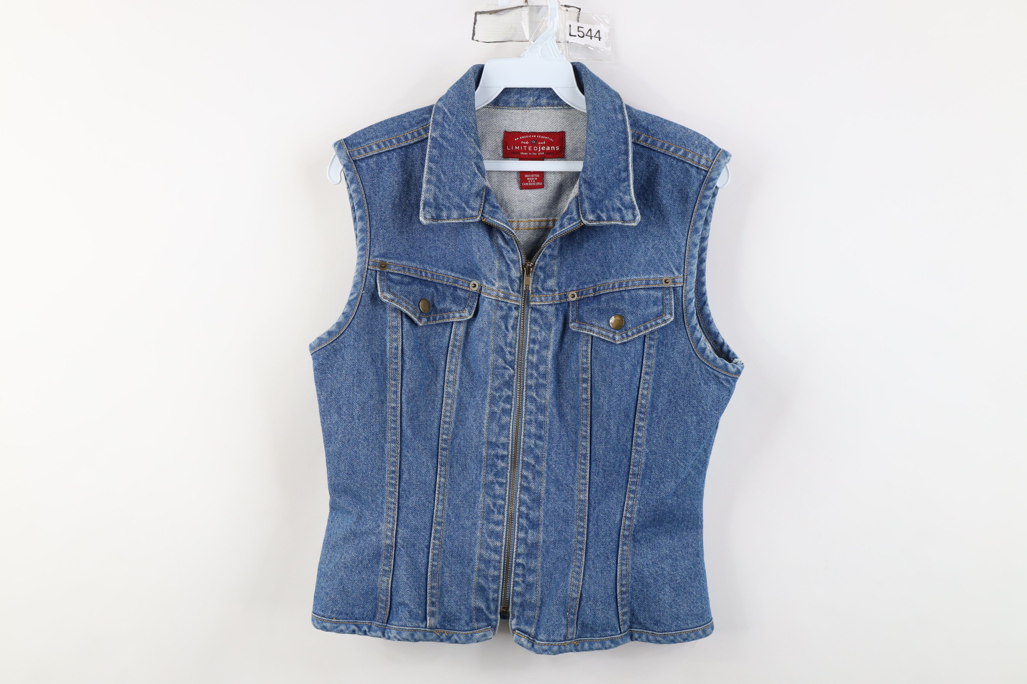 Vintage Vintage 90s Y2K The Limited Bella Zip Denim Vest Jacket USA Size S / US 4 / IT 40 - 1 Thumbnail