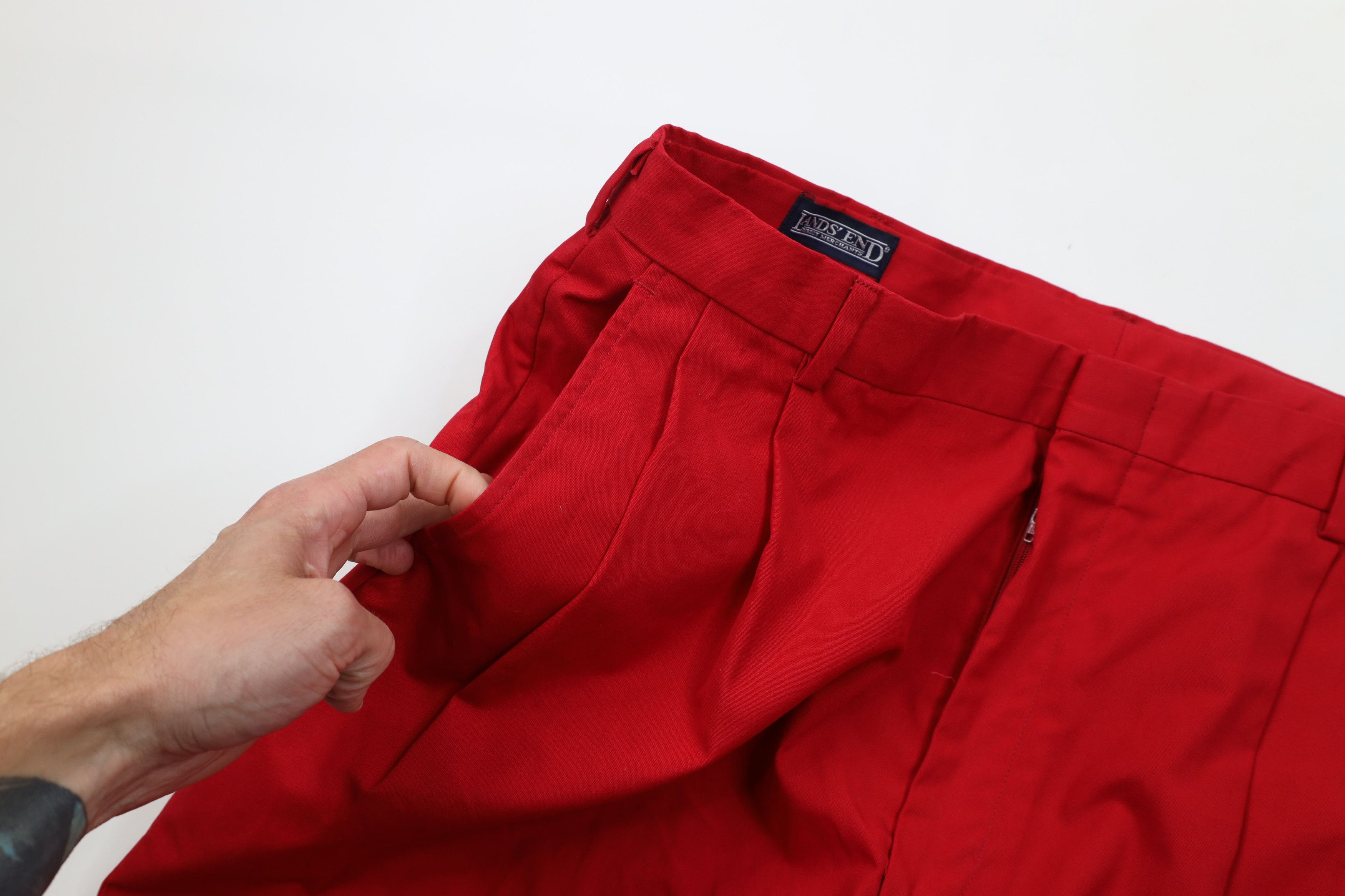 Lands' End Vintage 70s Lands End Cuffed Wide Leg Chino Pant Red USA Size US 38 / EU 54 - 9 Thumbnail
