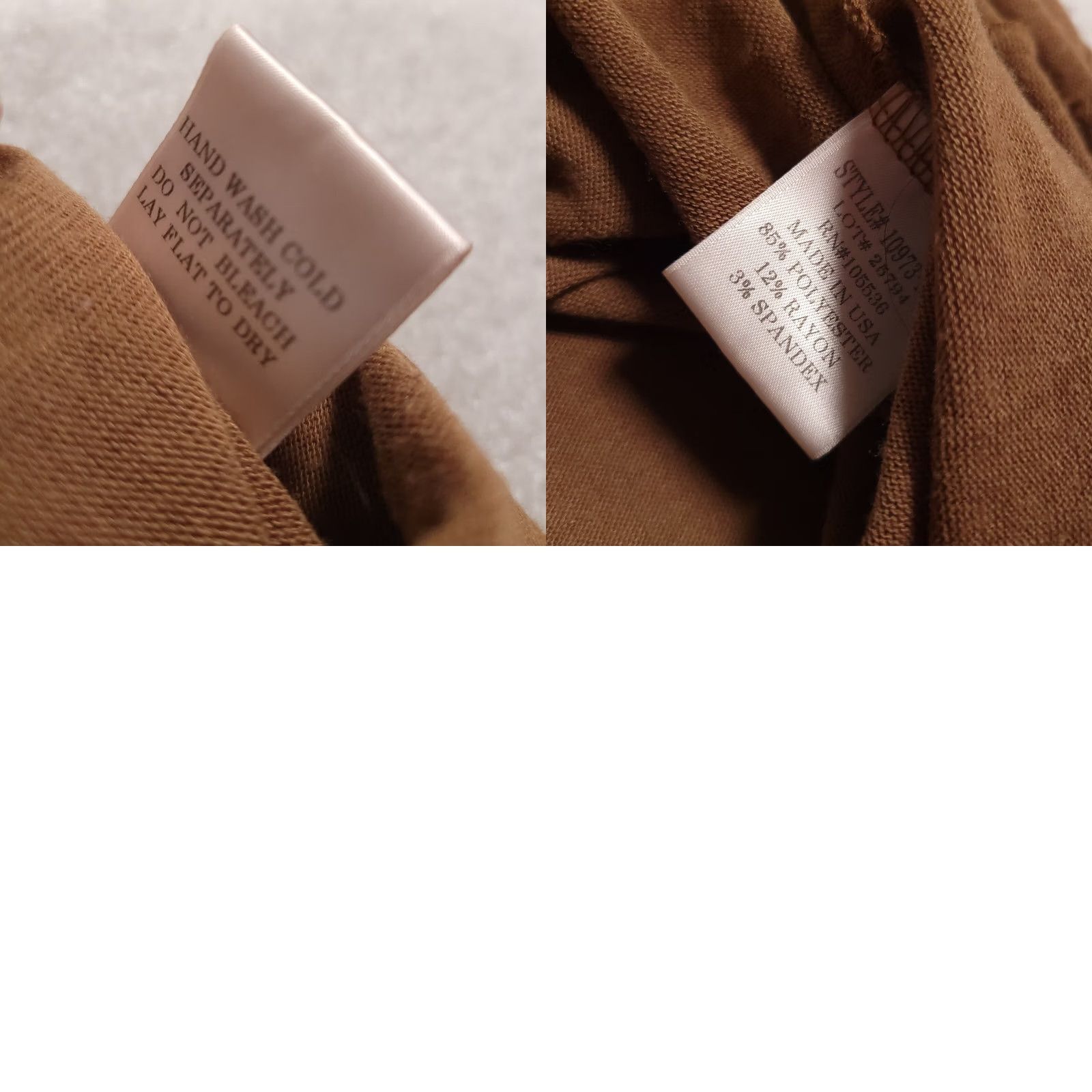 J Brand VINTAGE Slinky Brand Asymmetrical Hem Shirt Women 1X Plus Brown Stretch USA Made Shirt Women Plus Sized T-Shirt Tunic Long Sleeve Casual Size XL / US 12-14 / IT 48-50 - 9 Thumbnail