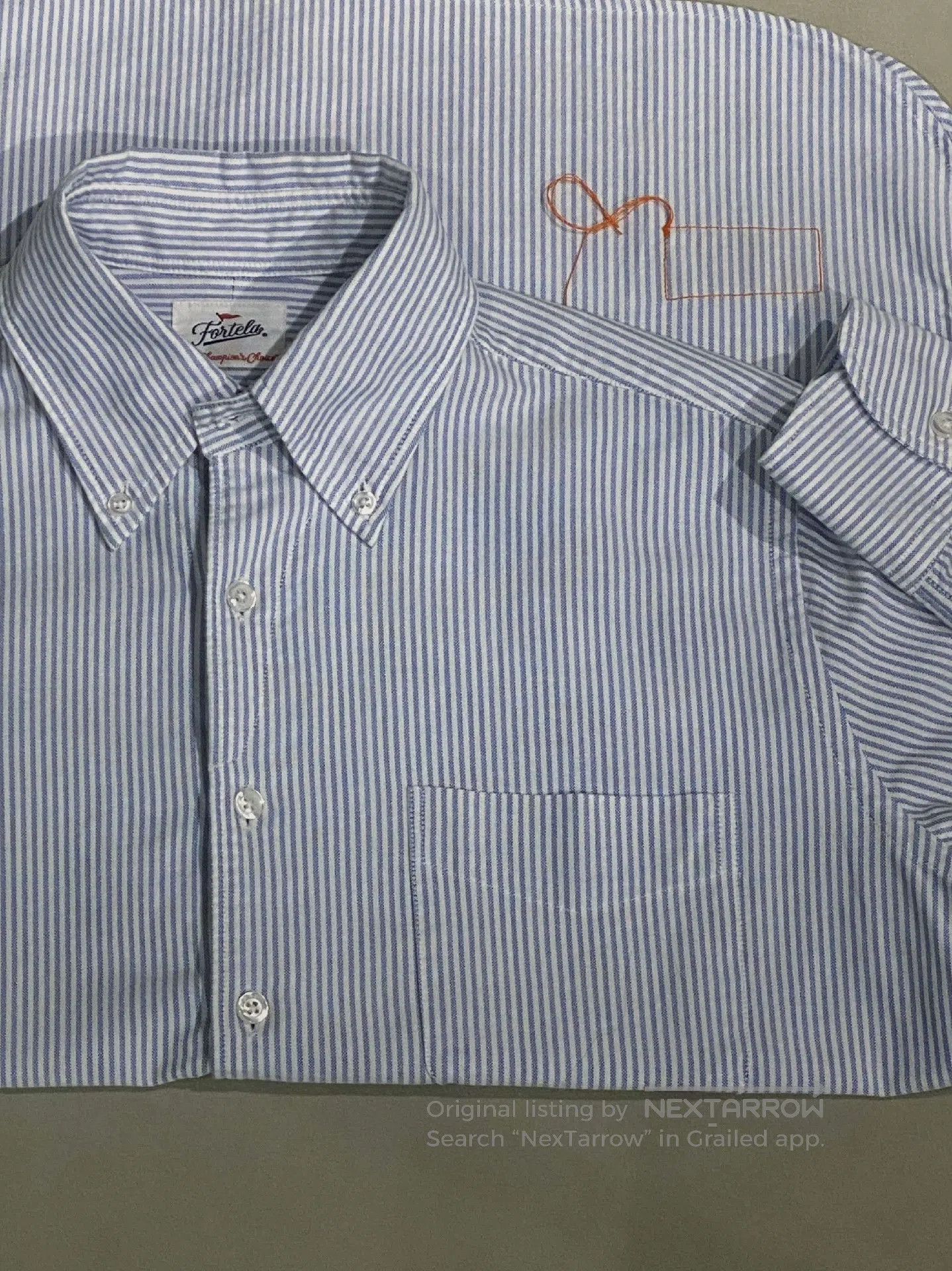 Fortela FORTELA Blue White Stripe Oxford Shirt. Size US M / EU 48-50 / 2 - 6 Thumbnail
