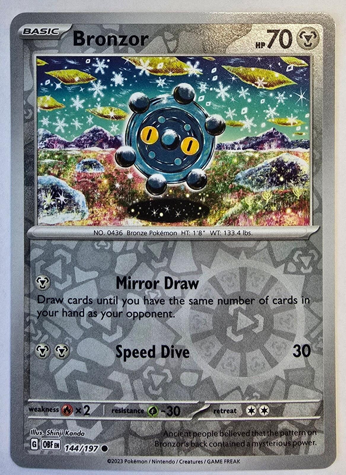 Pokemon Bronzor #144/197 Scarlet & Violet: Obsidian Flames Size ONE SIZE - 1 Thumbnail
