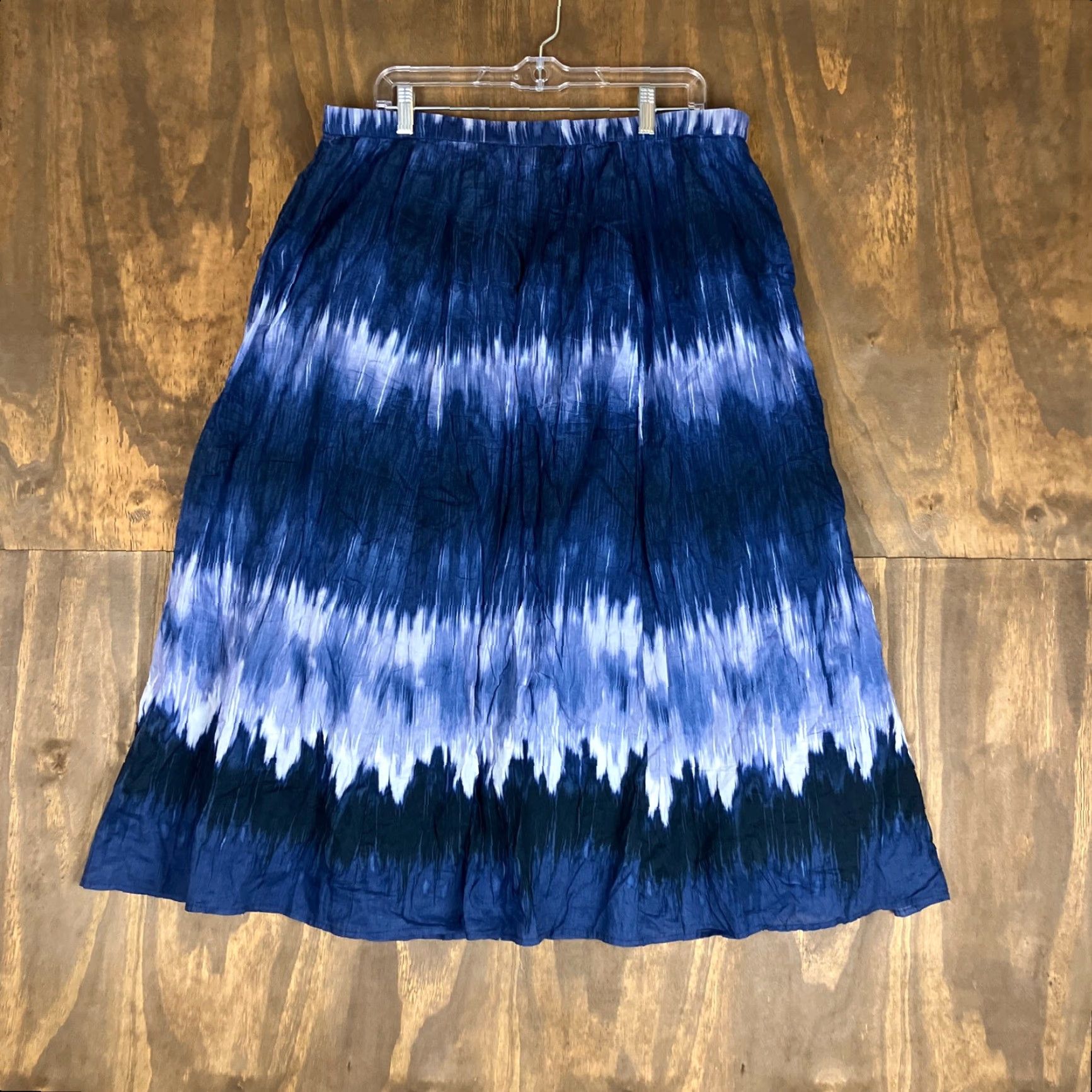 Vintage Chicos Womens Skirt Maxi Pull On 2 (L) Cotton Blue Purple Pattern Casual Workwear Size 36" / US 14 / IT 50 - 7 Thumbnail